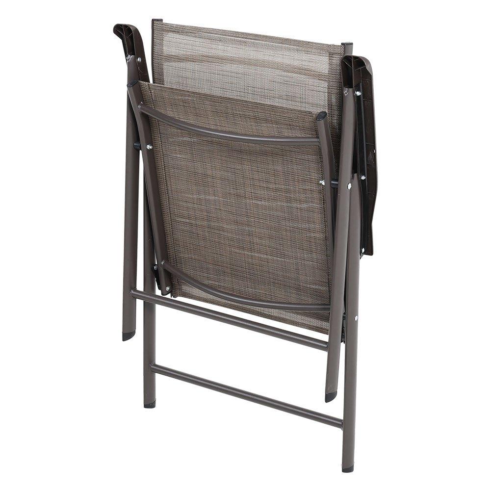 Brown - Breeins - Foldable Fabric Chairs Set of 4 Metal Frame - 5