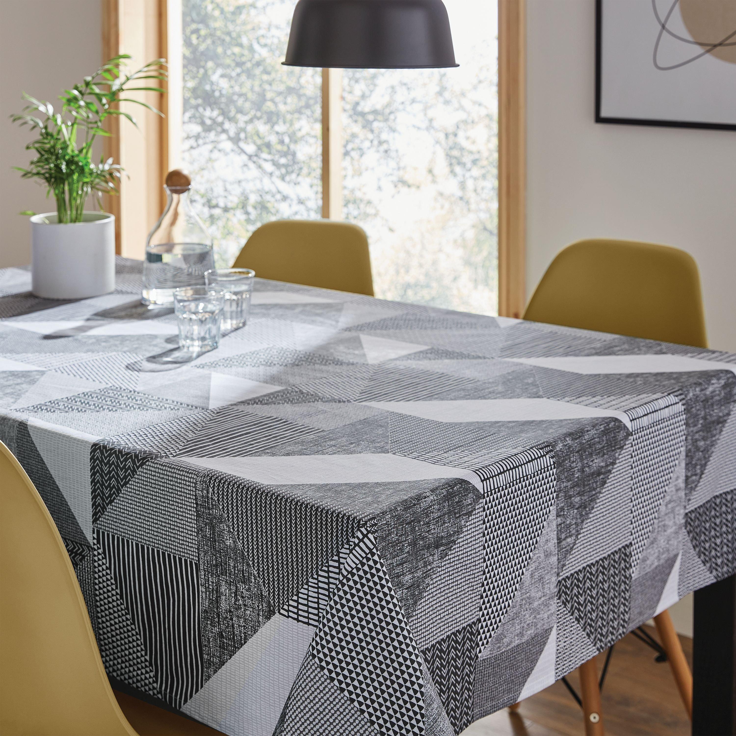 Catherine Lansfield  Larsson Geo Cotton Table Cloth - Grey - 137x178cm