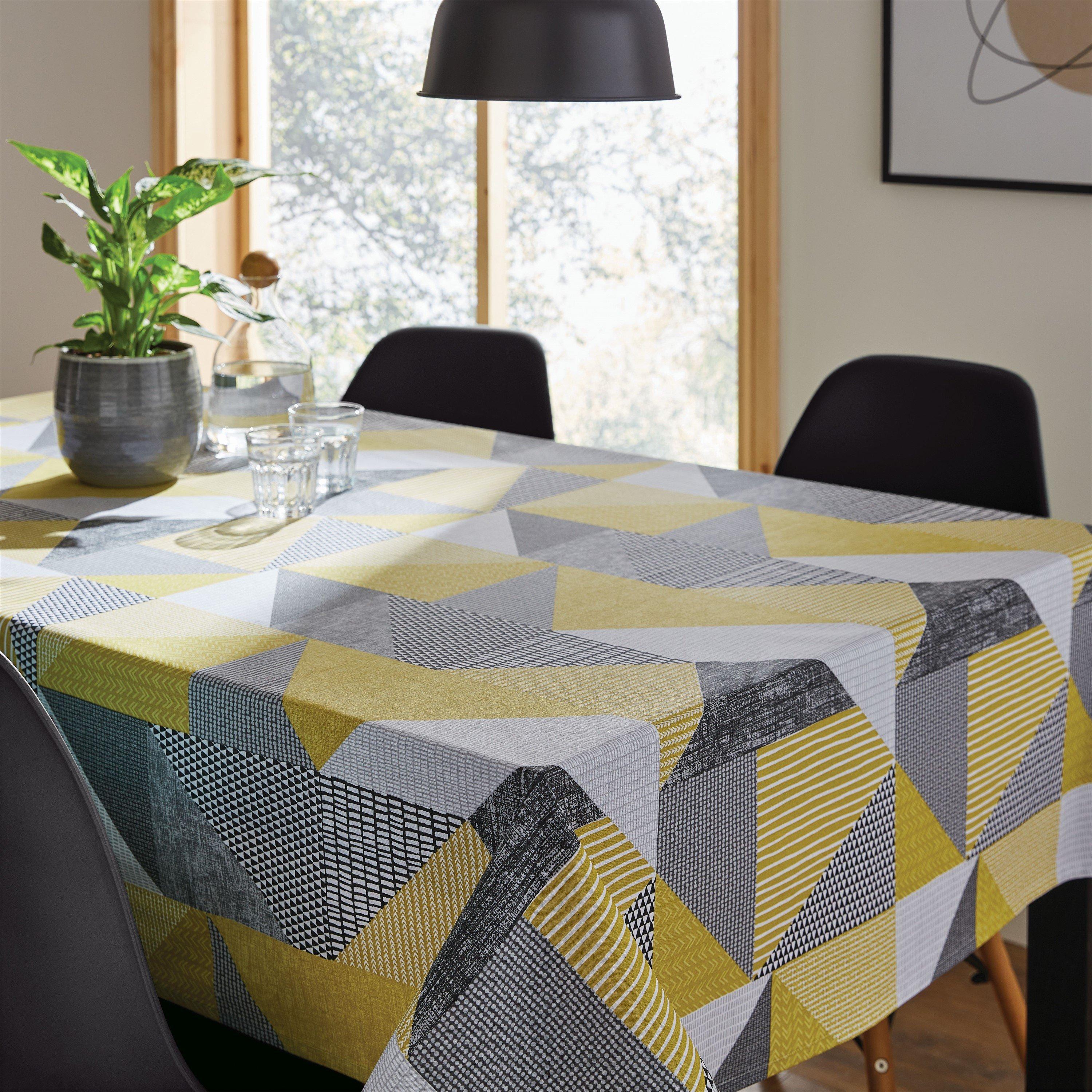 Catherine Lansfield  Larsson Geo Cotton Table Cloth - Ochre - 137x229cm