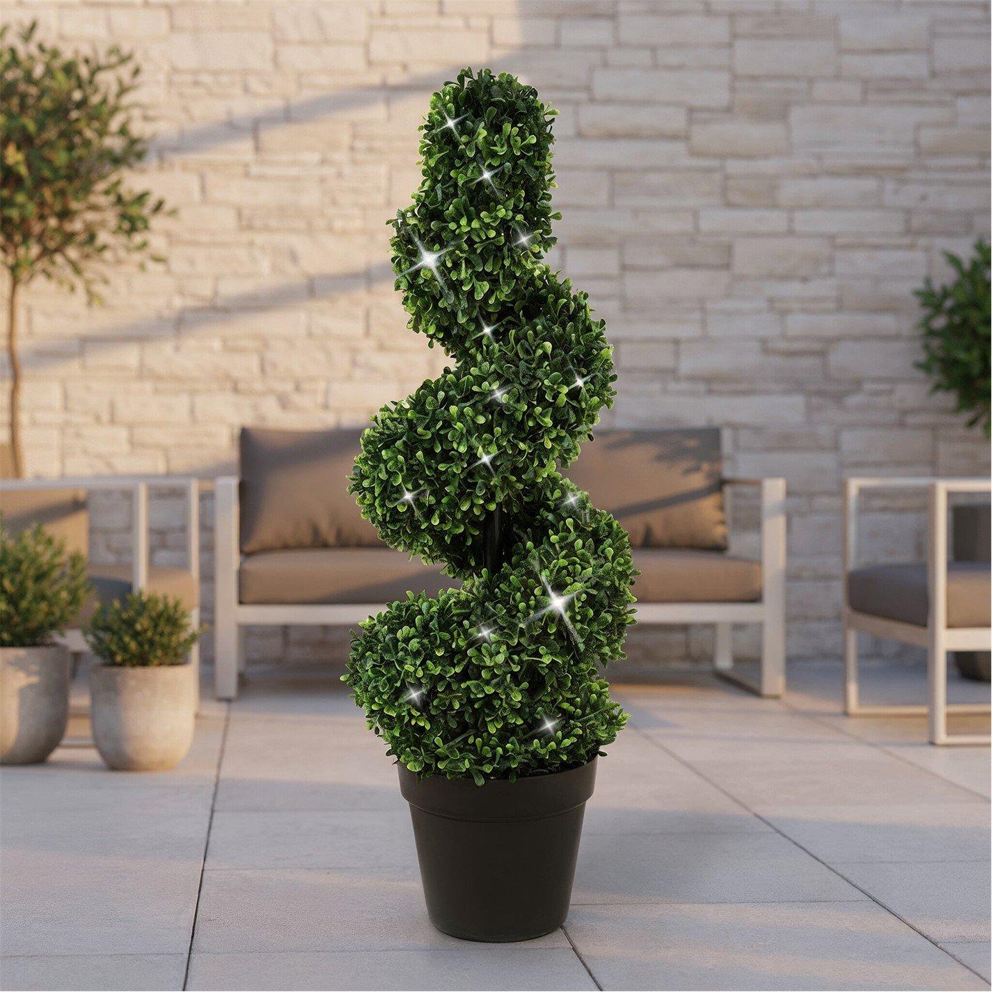 Twists - Streetwize - Pair of Artificial Topiary Trees - Solar Powered Twist Style - 3
