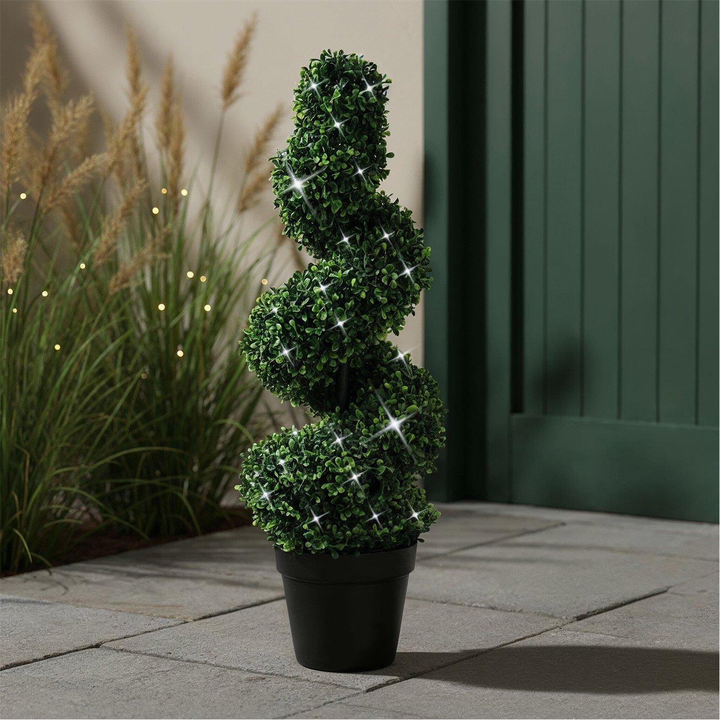 Twists - Streetwize - Pair of Artificial Topiary Trees - Solar Powered Twist Style - 4