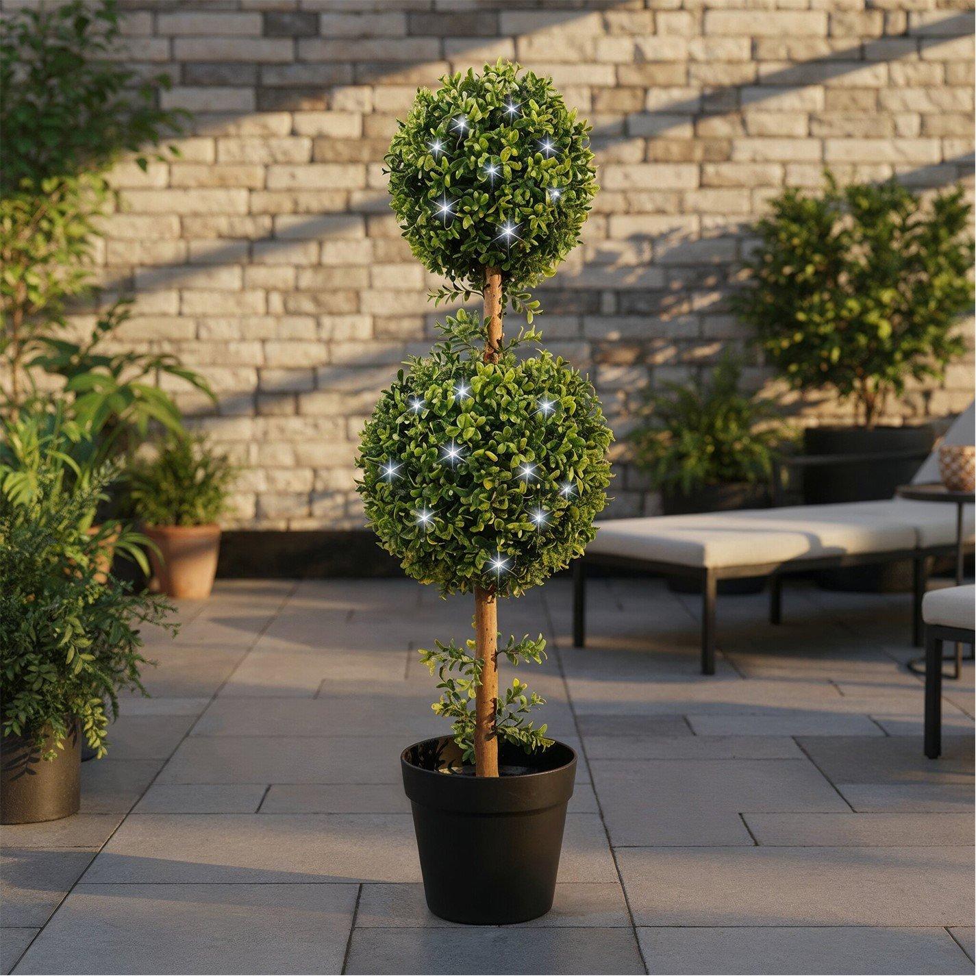 Streetwize  Solar Double Bay Ball In Pot - Topiary