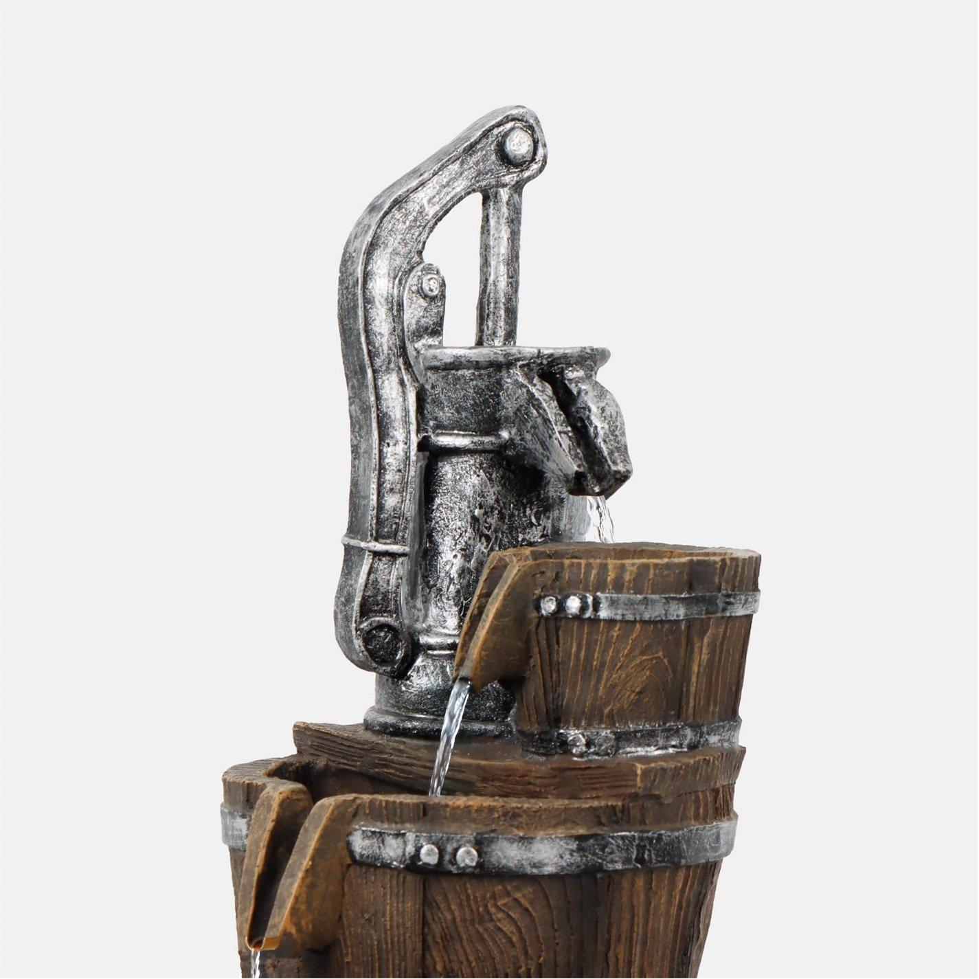 Brown - Streetwize - Solar Water Feature - Traditional Pump and Buckets Fountain - 2