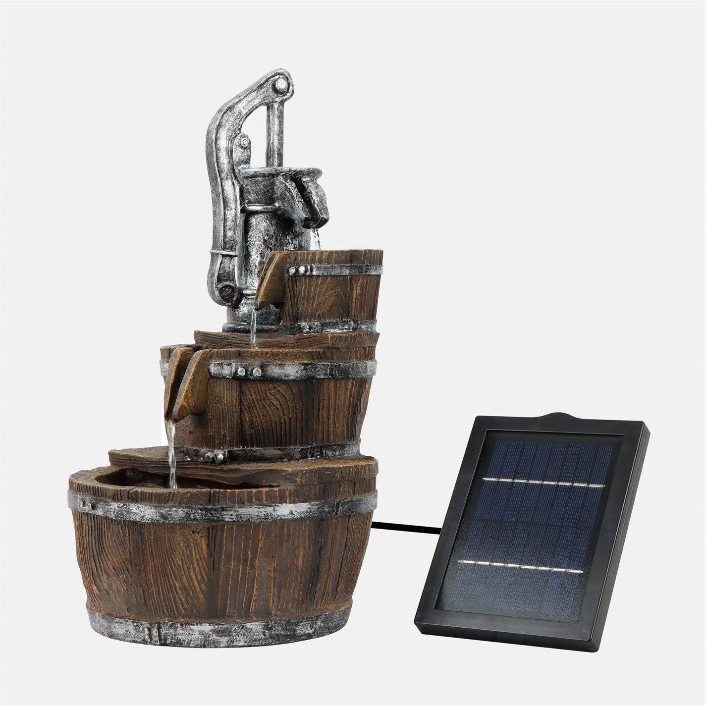 Brown - Streetwize - Solar Water Feature - Traditional Pump and Buckets Fountain - 4