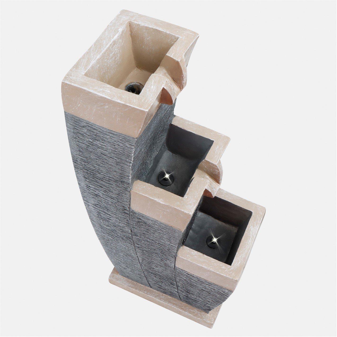 Grey - Streetwize - Solar Water Feature with Battery Backup - Three-Tier Fountain - 3