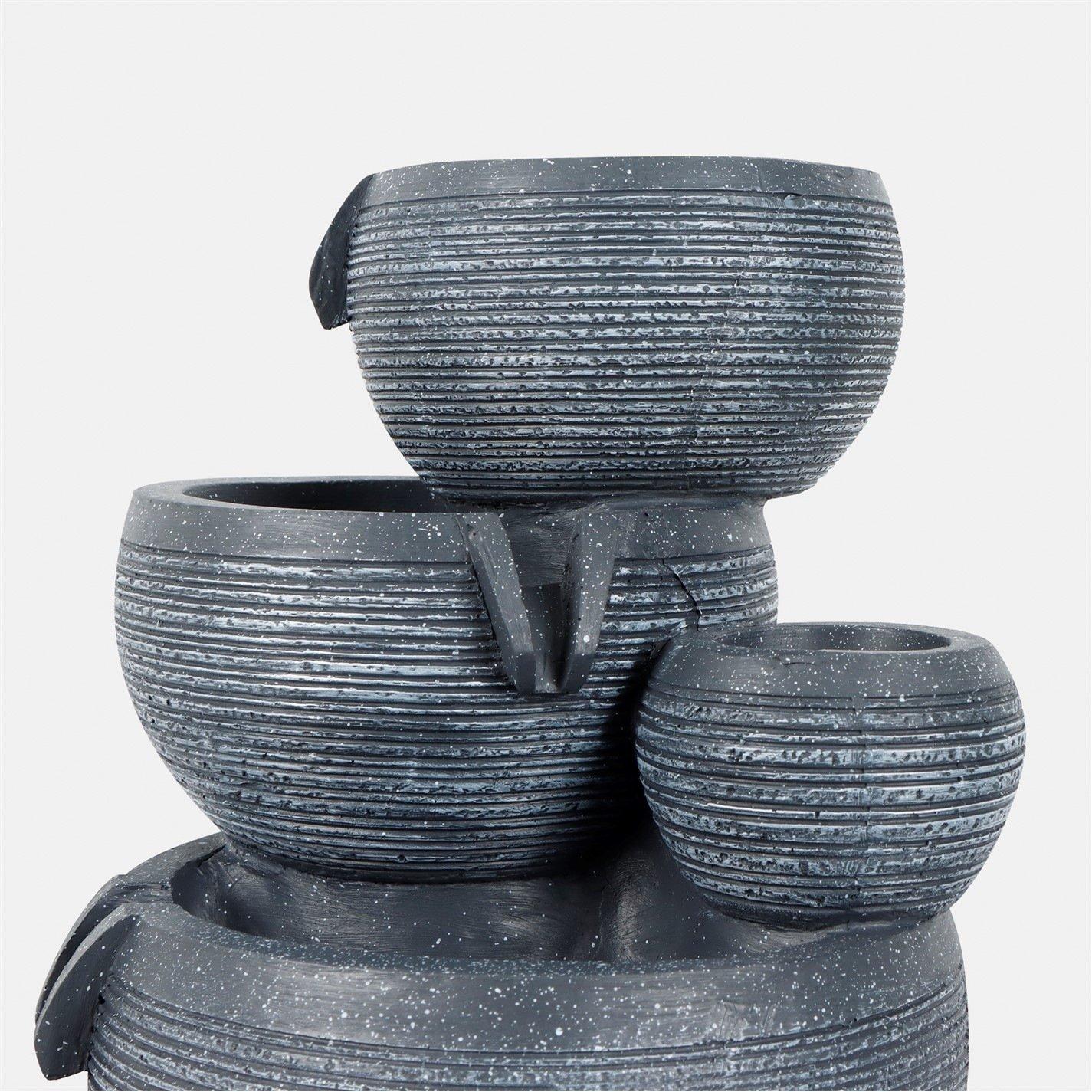 Black - Streetwize - Solar Water Feature with Battery Backup - Natural Cascade - 2