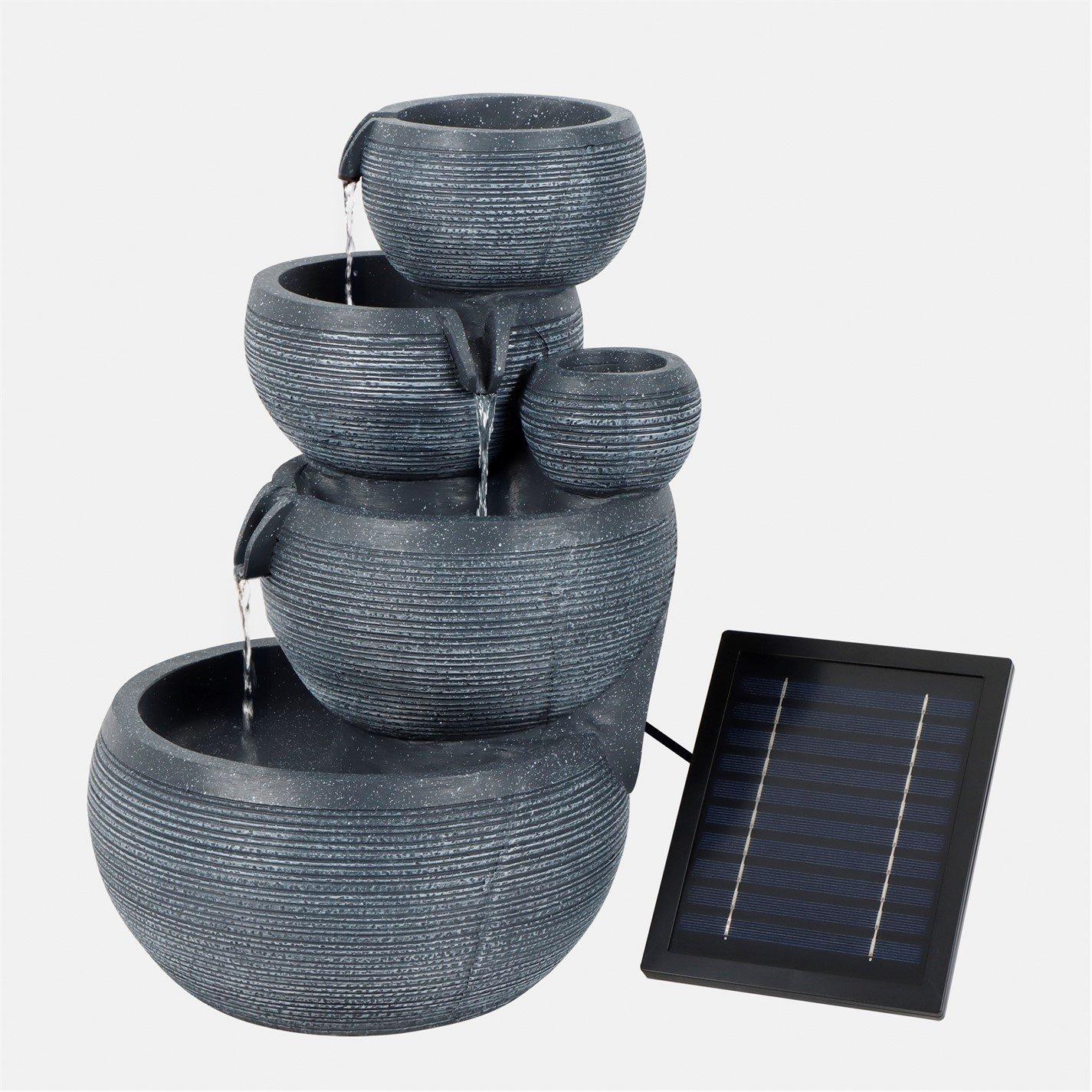 Black - Streetwize - Solar Water Feature with Battery Backup - Natural Cascade - 5