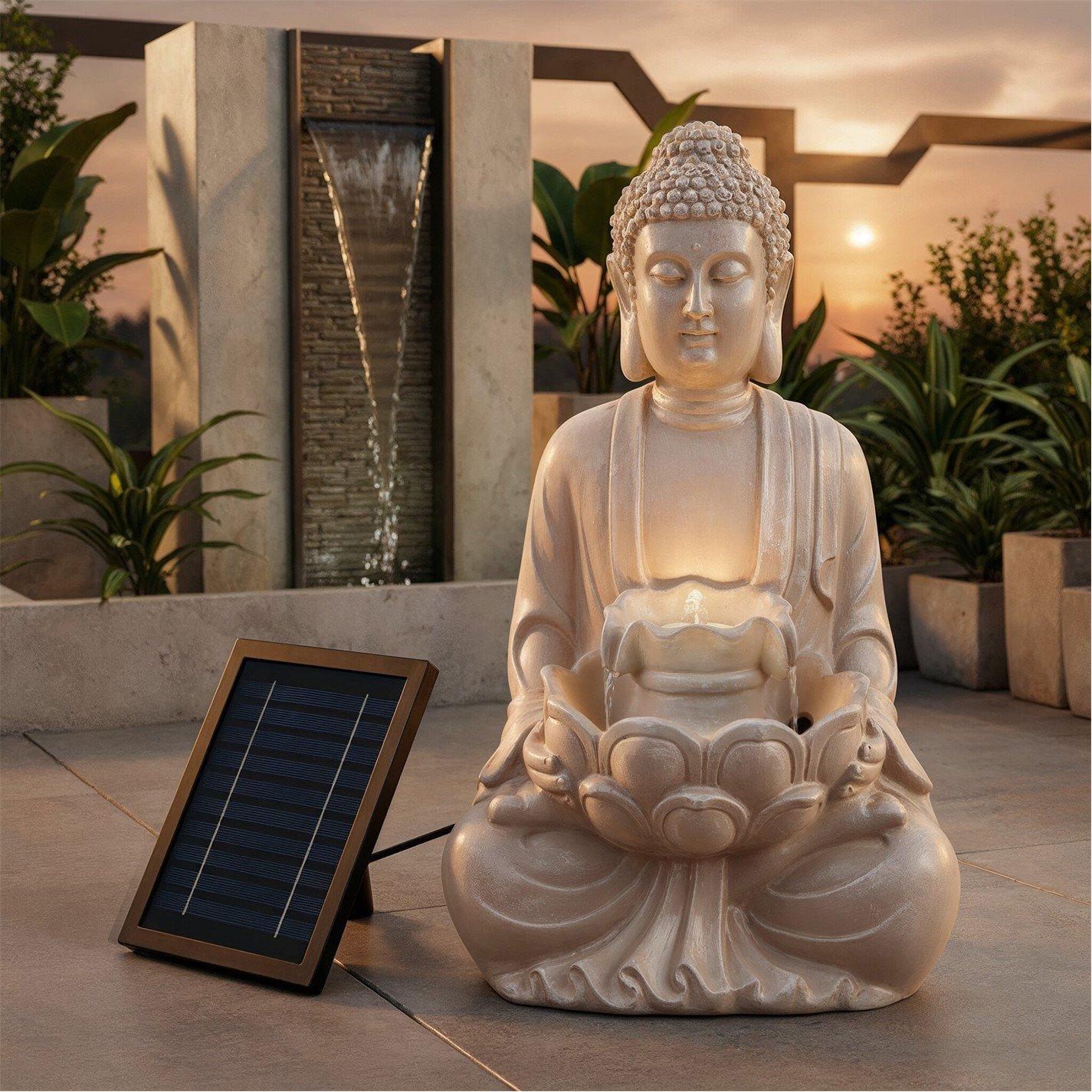 Natural - Streetwize - Solar Water with Battery Backup - Buddha Fountain - 1