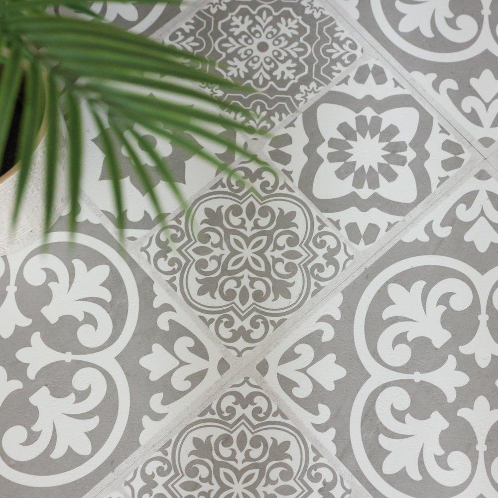 Grey - Floor Pops - Self Adhesive Vinyl Floor Tiles Valencia Grey - 3