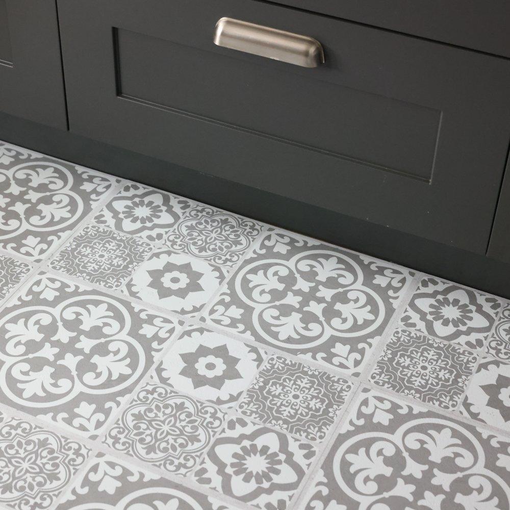 Grey - Floor Pops - Self Adhesive Vinyl Floor Tiles Valencia Grey - 4