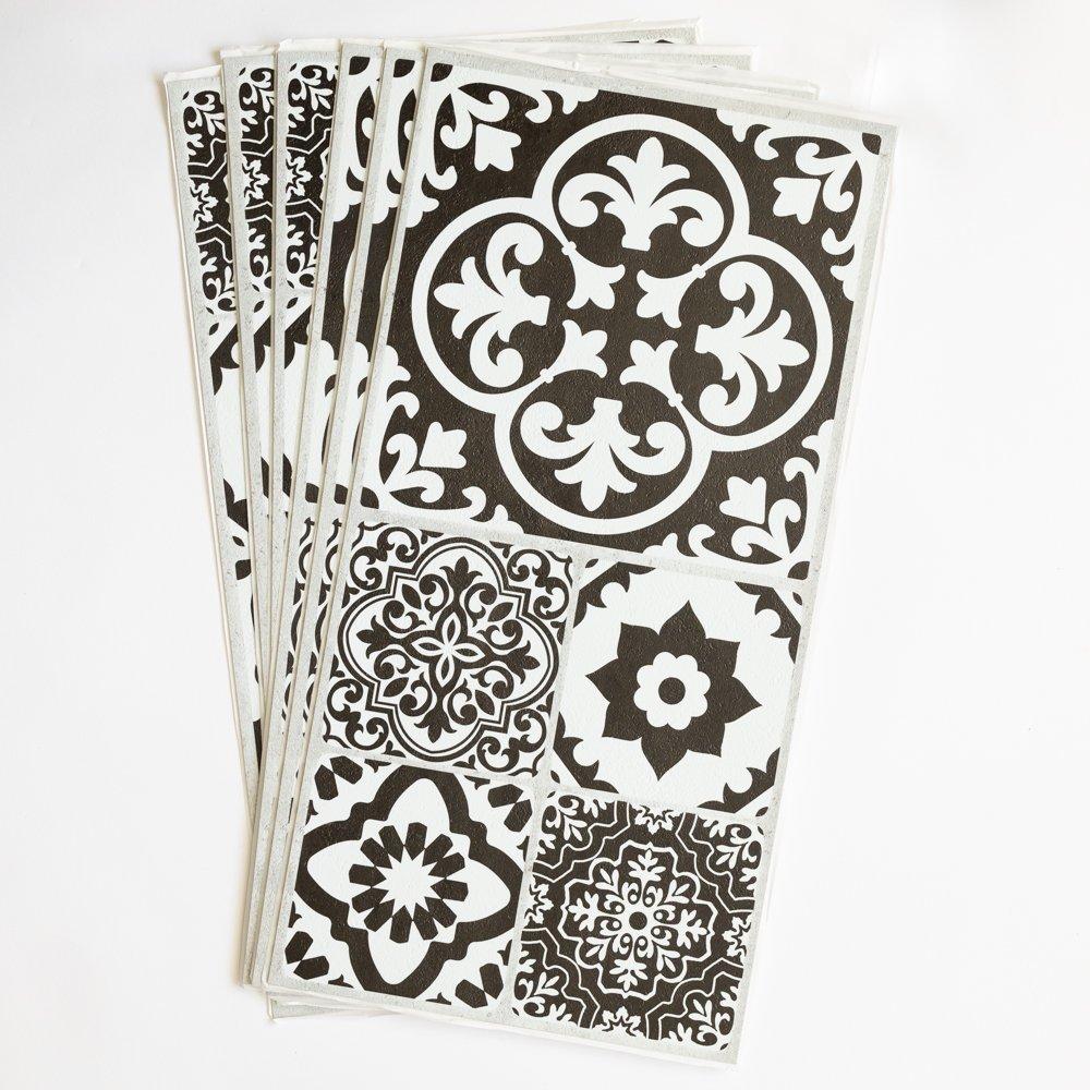 Black & White - Floor Pops - Self Adhesive Vinyl Floor Tiles Valencia Charcoal - 2