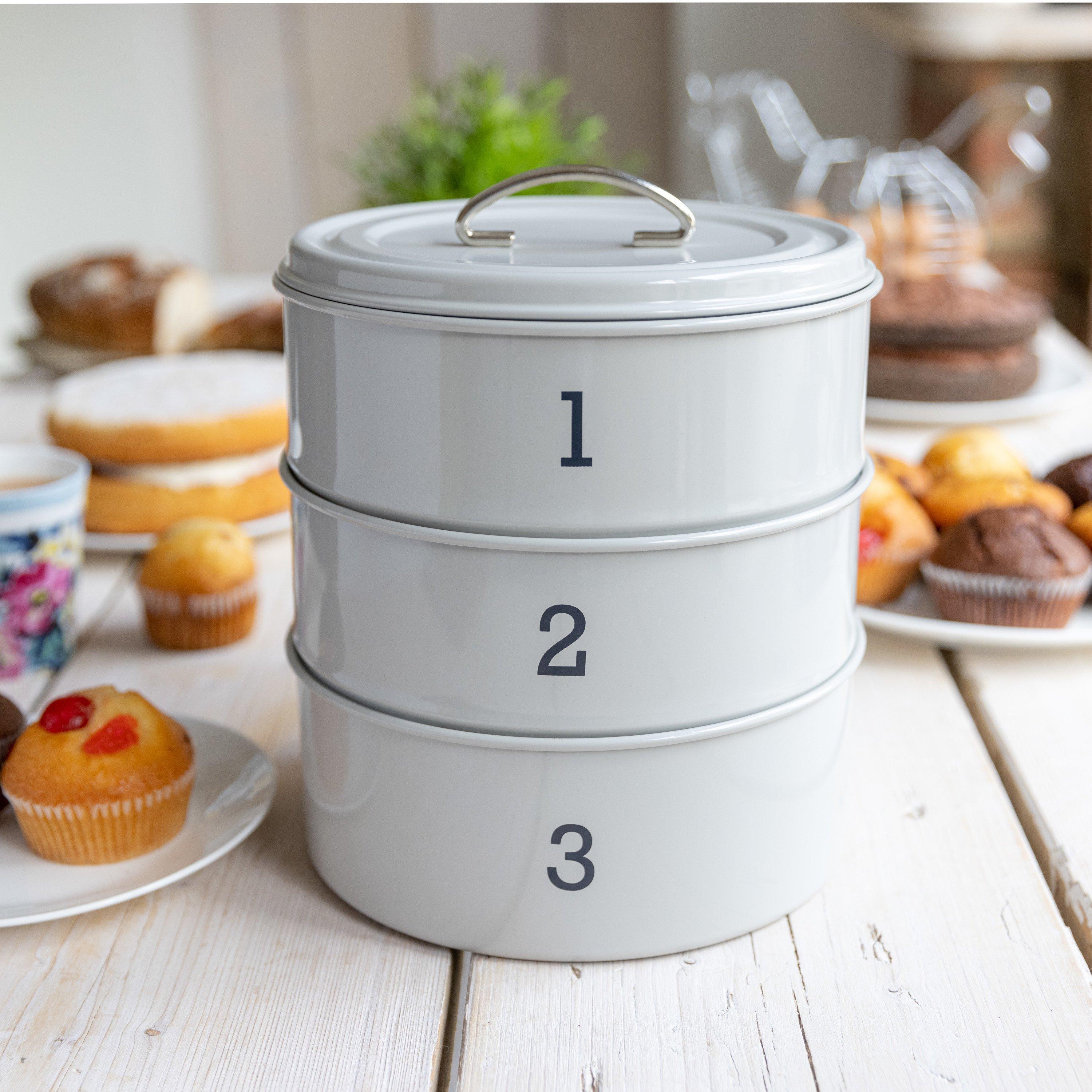 Grey - KitchenCraft - KitchenCraft Living Nostalgia Three Tier Cake Tin - 3