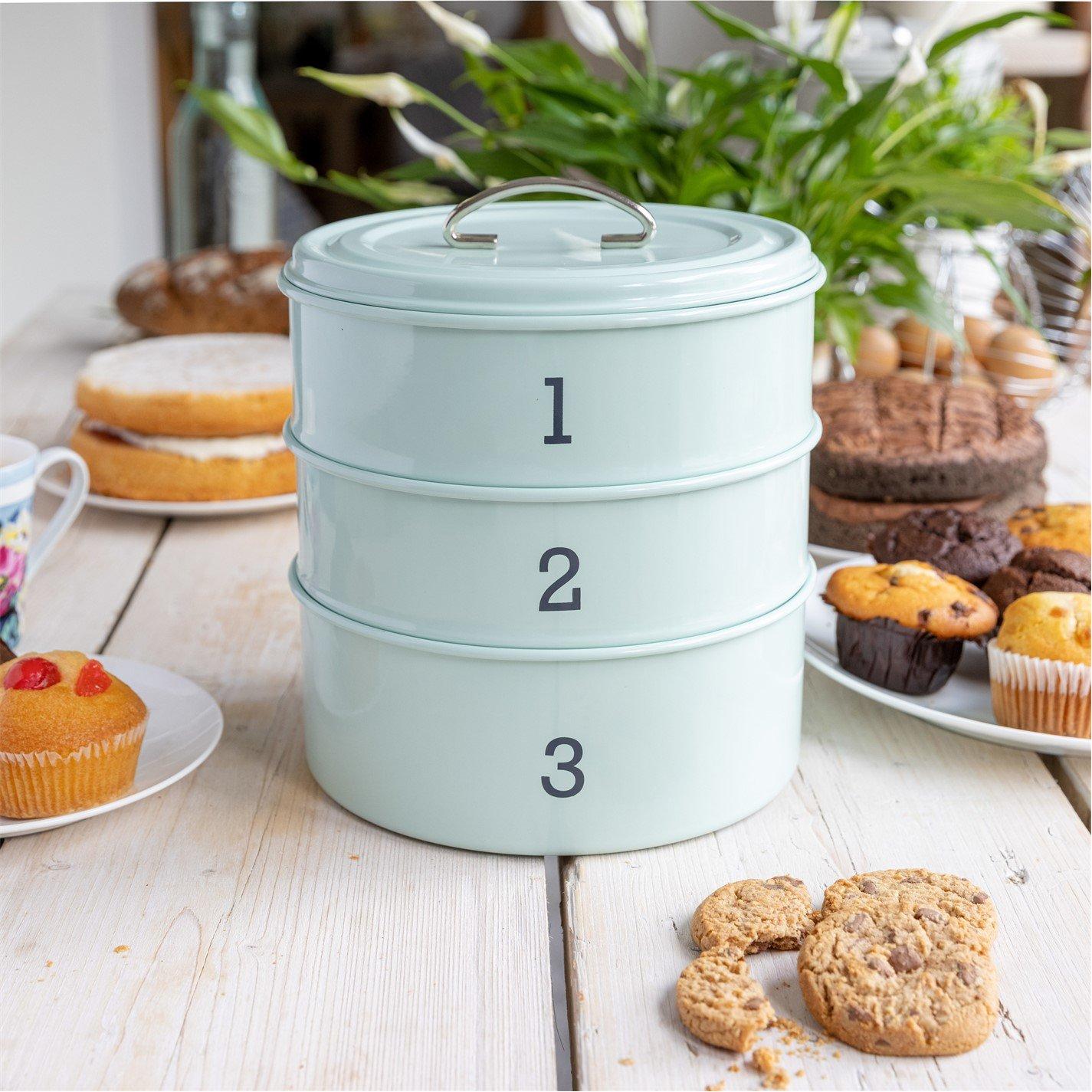 Kitchencraft  Living Nostalgia Three Tier Cake Tin - Blue - 27x22.5x23