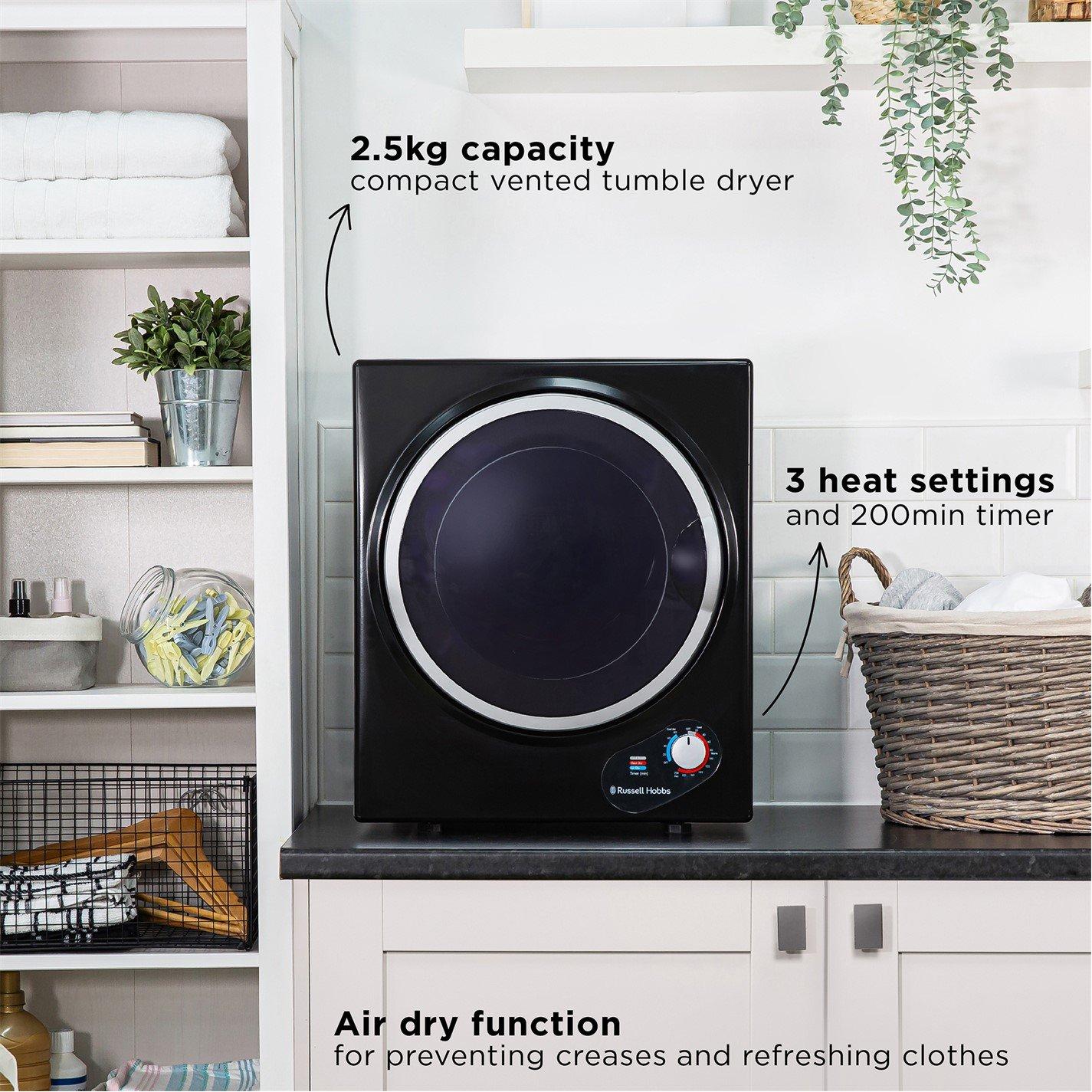 Black - Russell Hobbs - RH3VTD800B 2.5kg Vented Tumble Dryer - 3