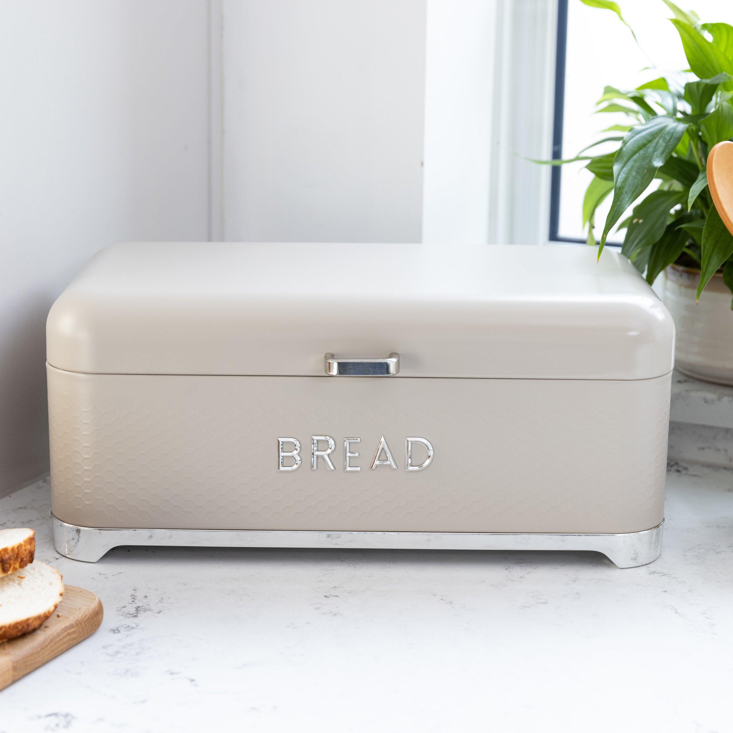 Cream - KitchenCraft - KitchenCraft Lovello Textured Bread Bin Iced Latt - 3