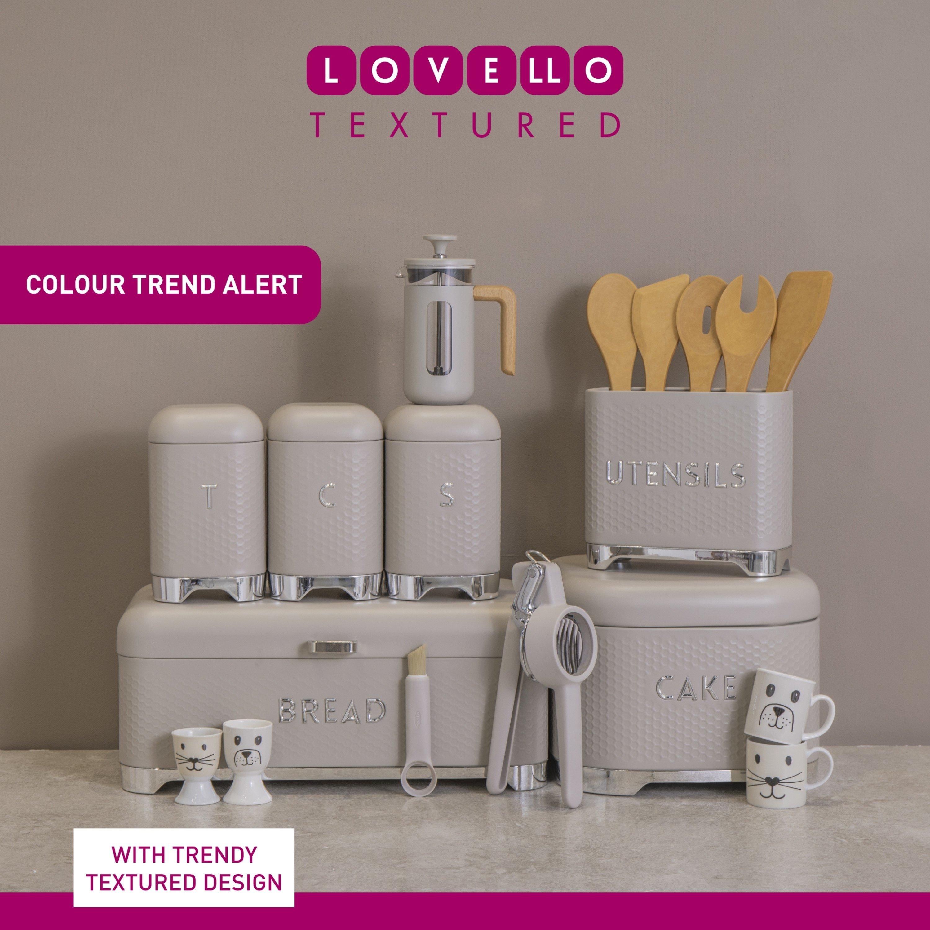 Cream - KitchenCraft - KitchenCraft Lovello Textured Bread Bin Iced Latt - 5