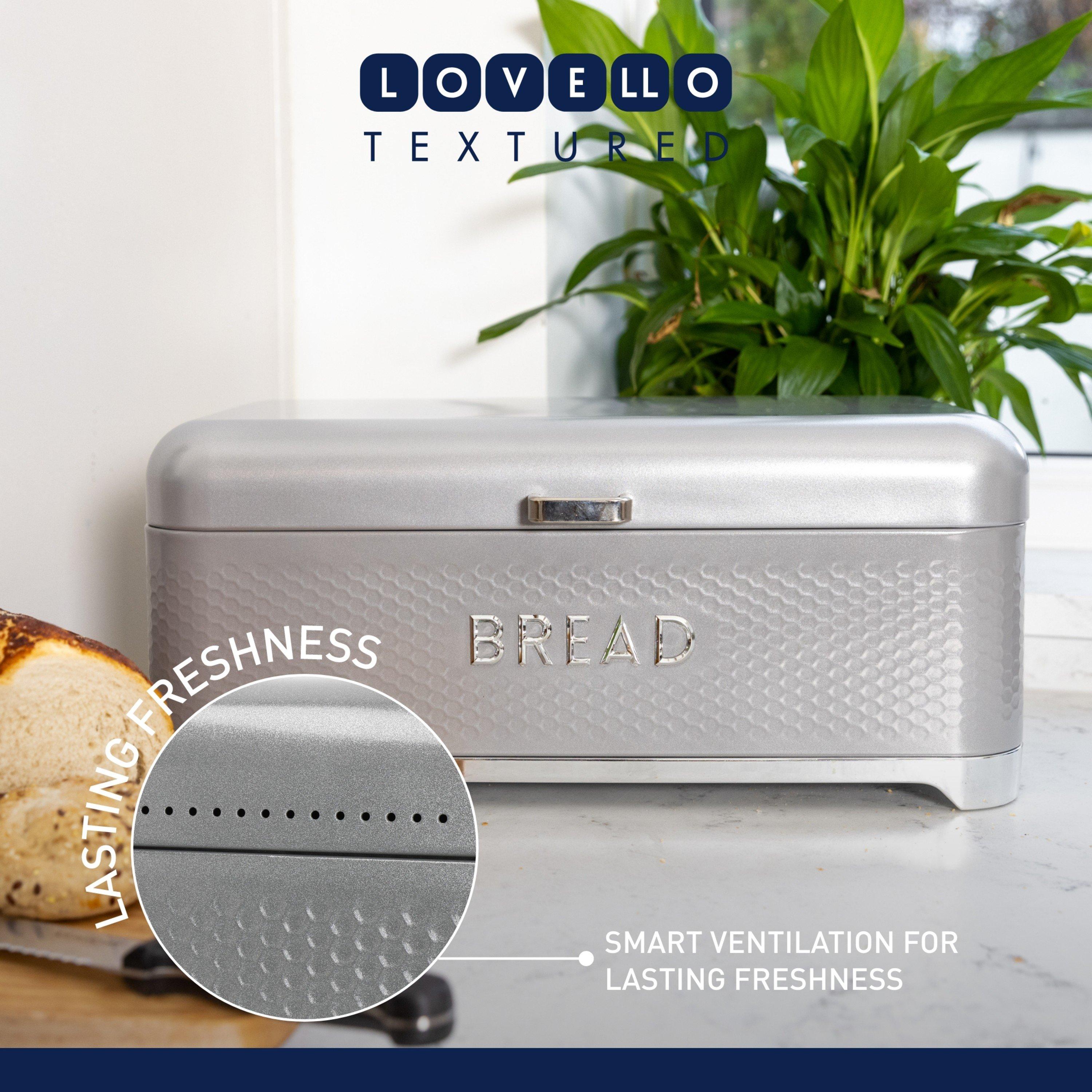 Grey - KitchenCraft - KitchenCraft Lovello Textured Bread Bin Shadow Gr - 4