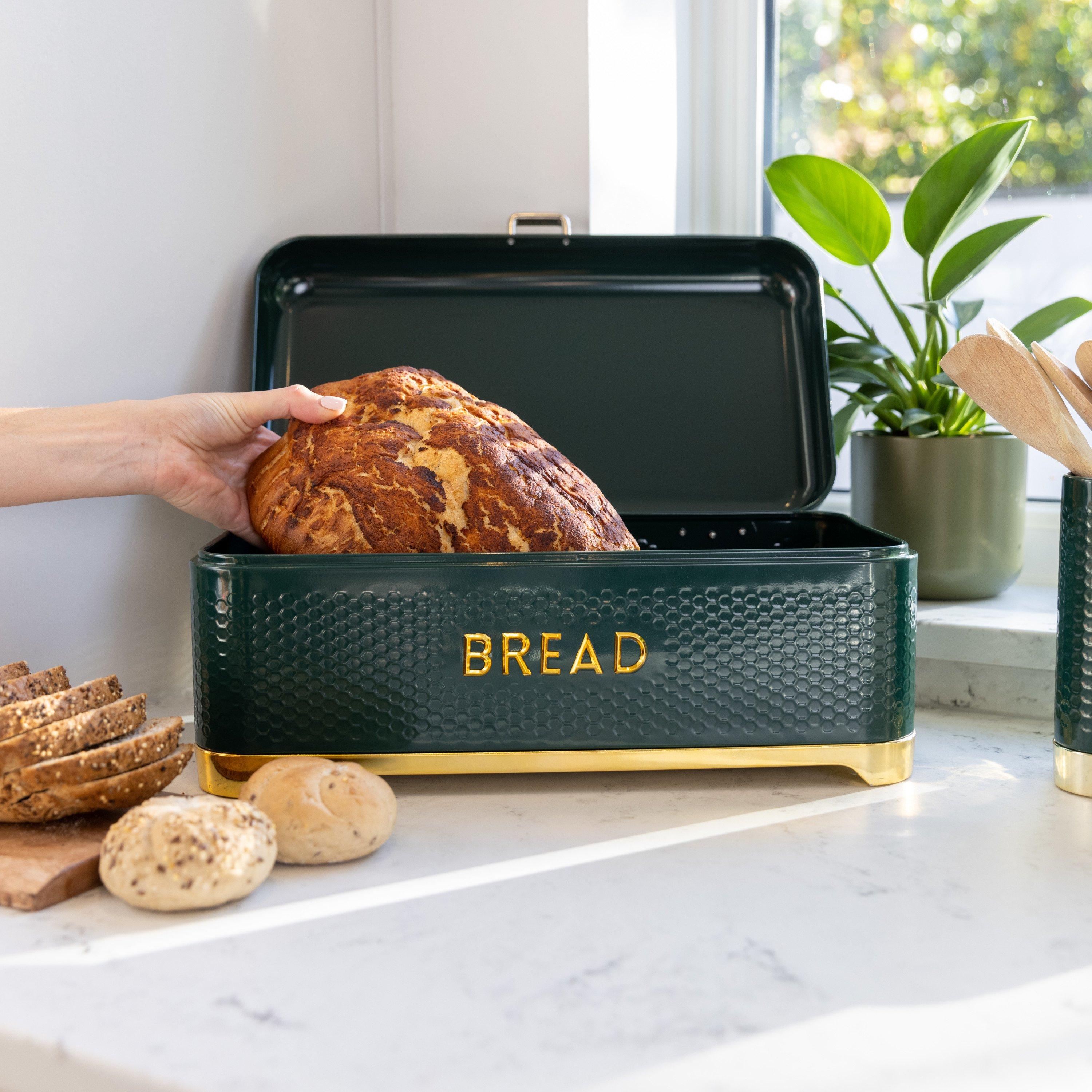 KitchenCraft Lovello Textured Bread Bin Hunter Gr | FRASERS