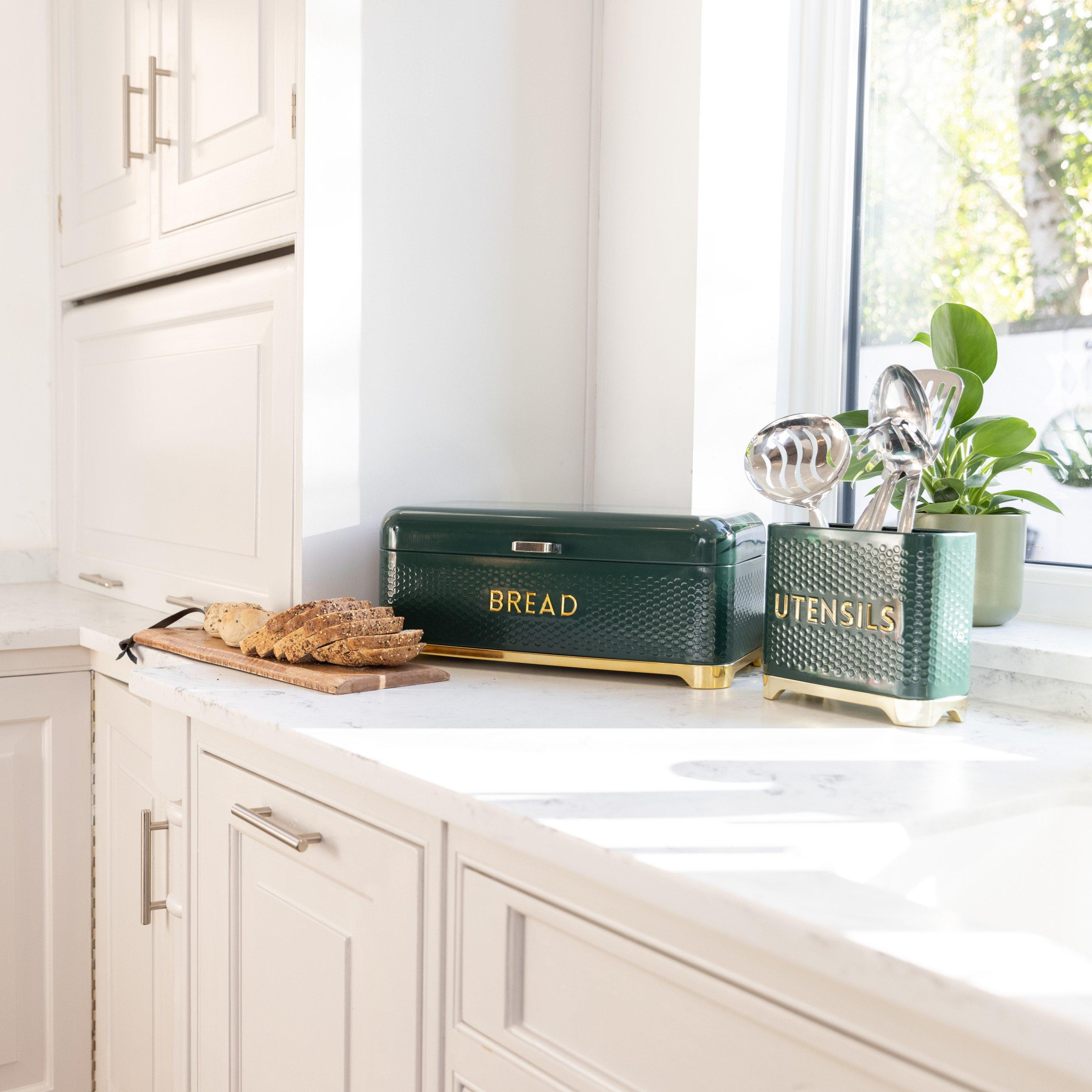 Green - KitchenCraft - KitchenCraft Lovello Textured Bread Bin Hunter Gr - 4