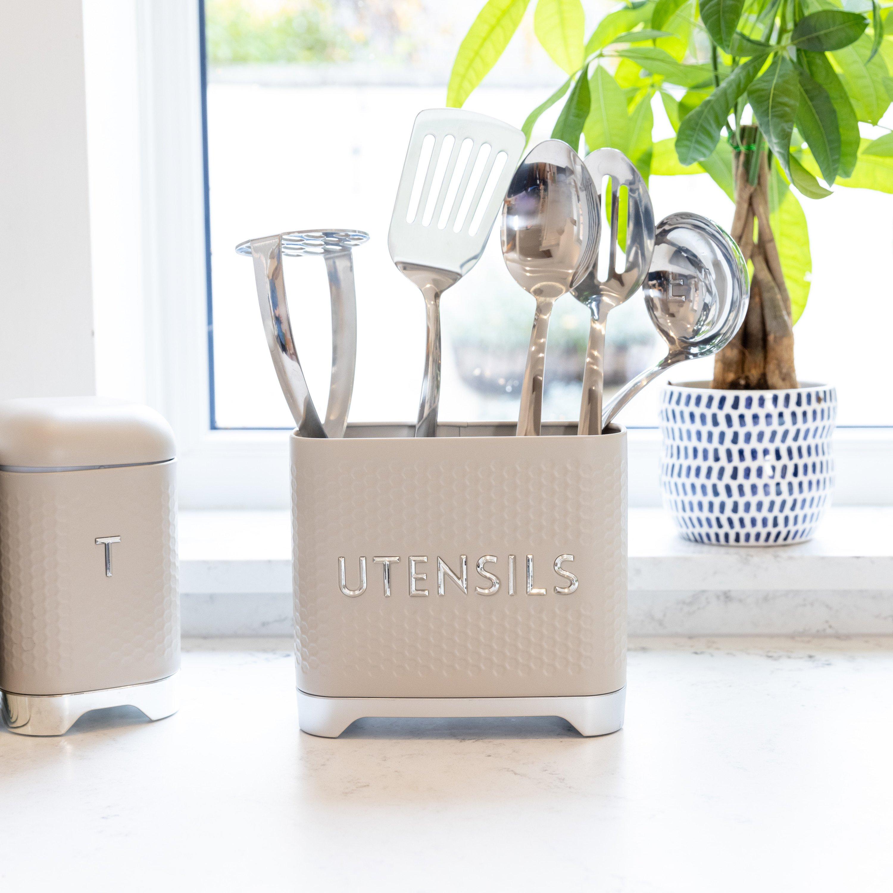 Cream - KitchenCraft - KitchenCraft Lovello Textured Utensil Store Iced - 3