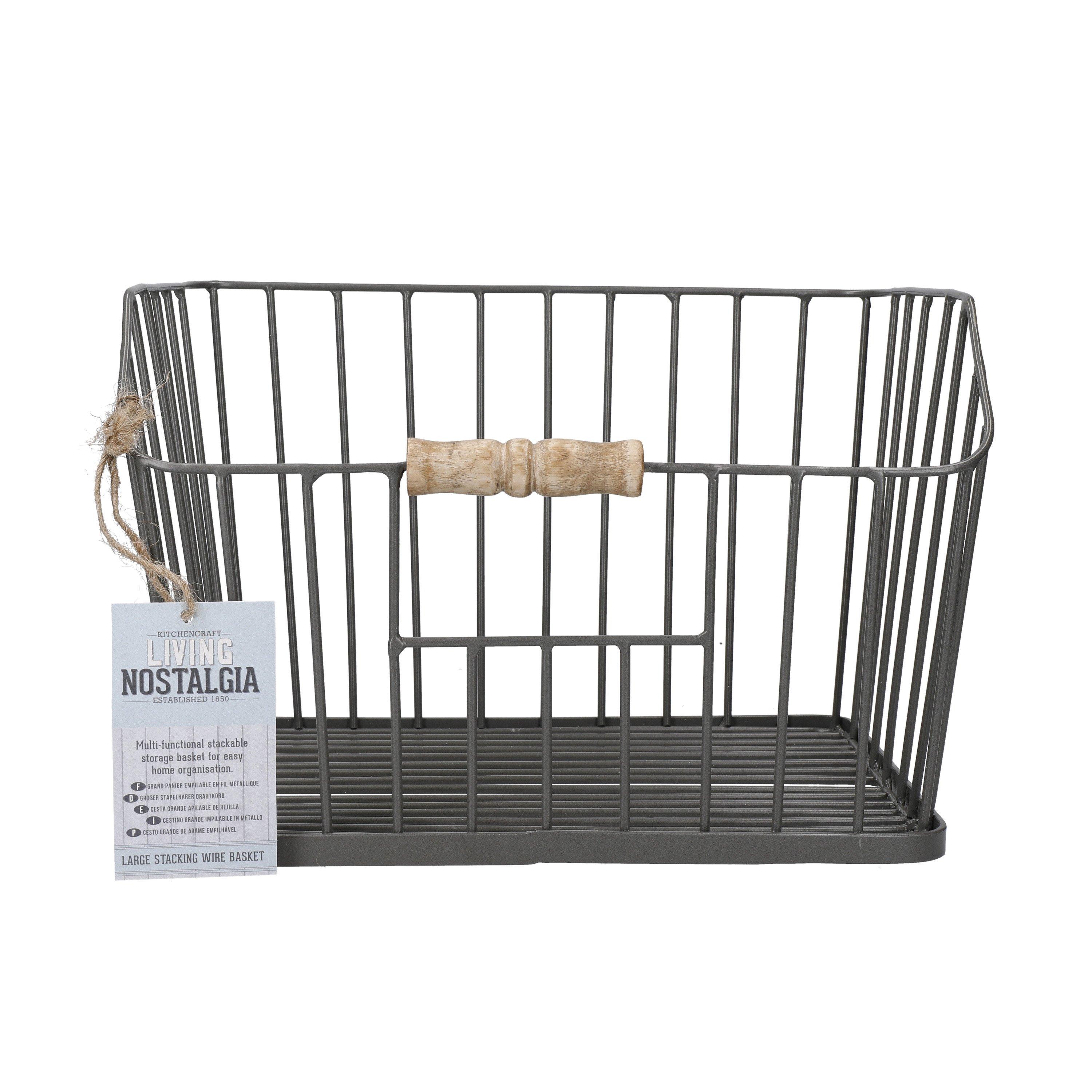 Grey - KitchenCraft - KitchenCraft Living Nostalgia Large Wire Storage B - 4