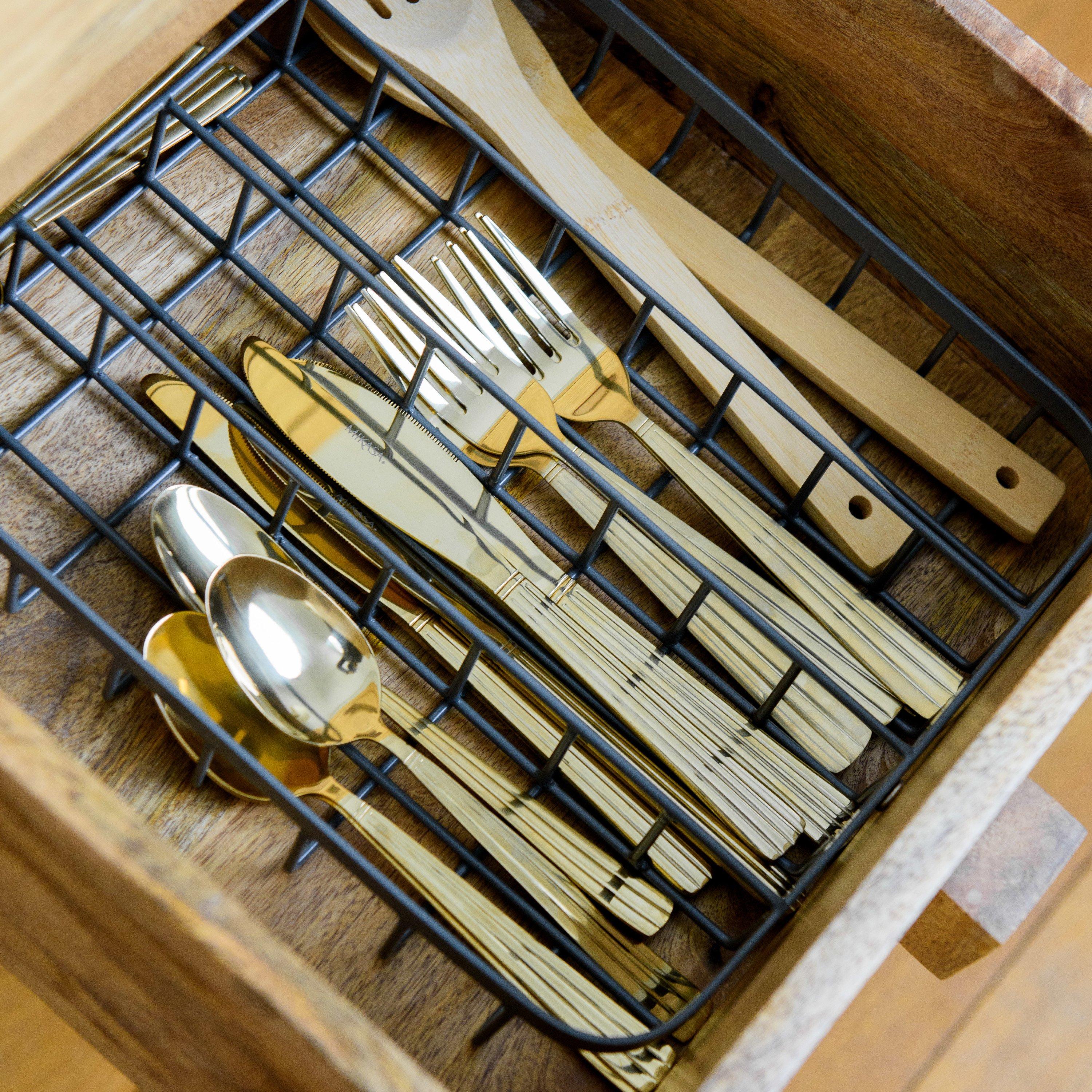 Grey - KitchenCraft - KitchenCraft Living Nostalgia Wire Cutlery Tray G - 5