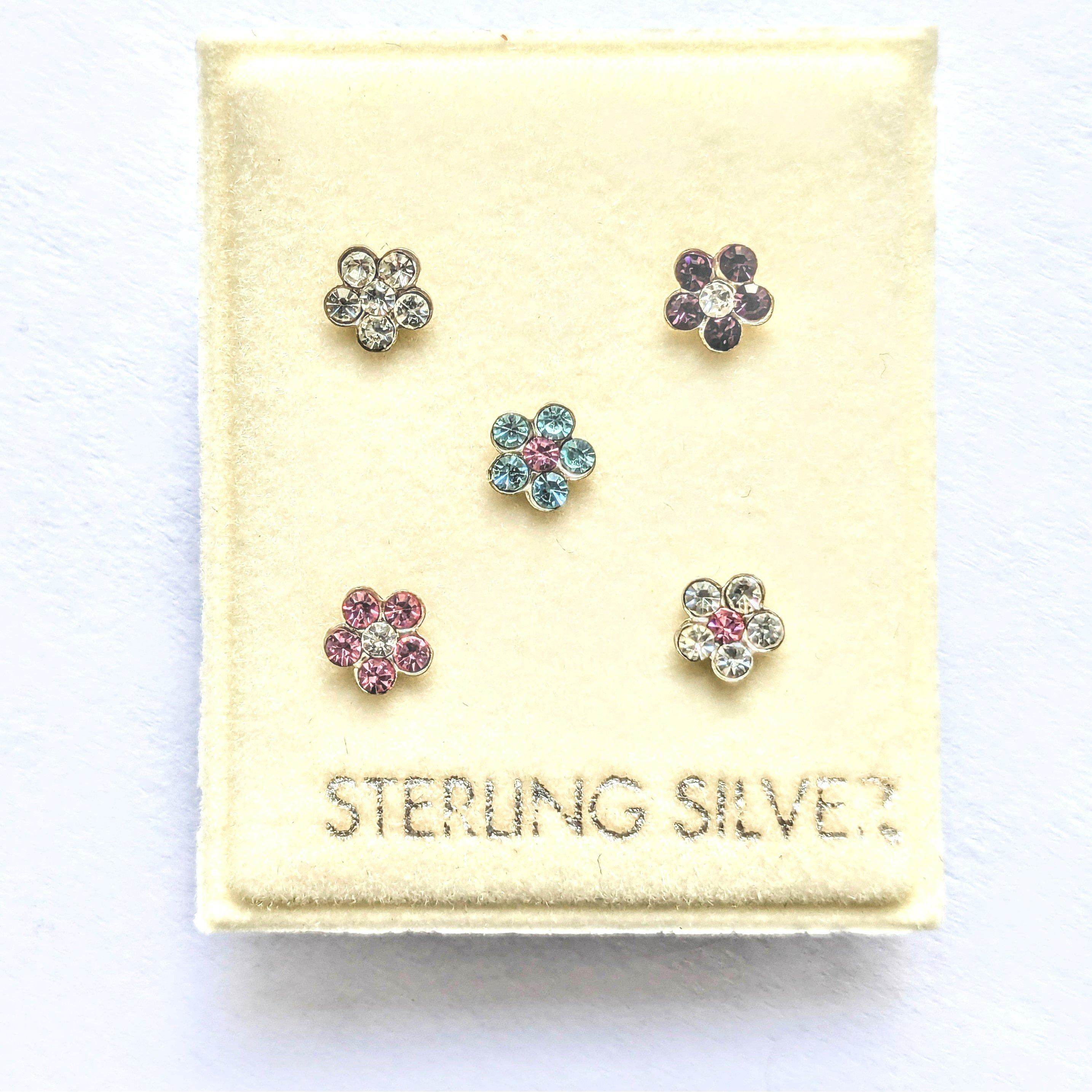 Silver - Espree - SAVE 35% Espree 5 crystal set silver nose studs i