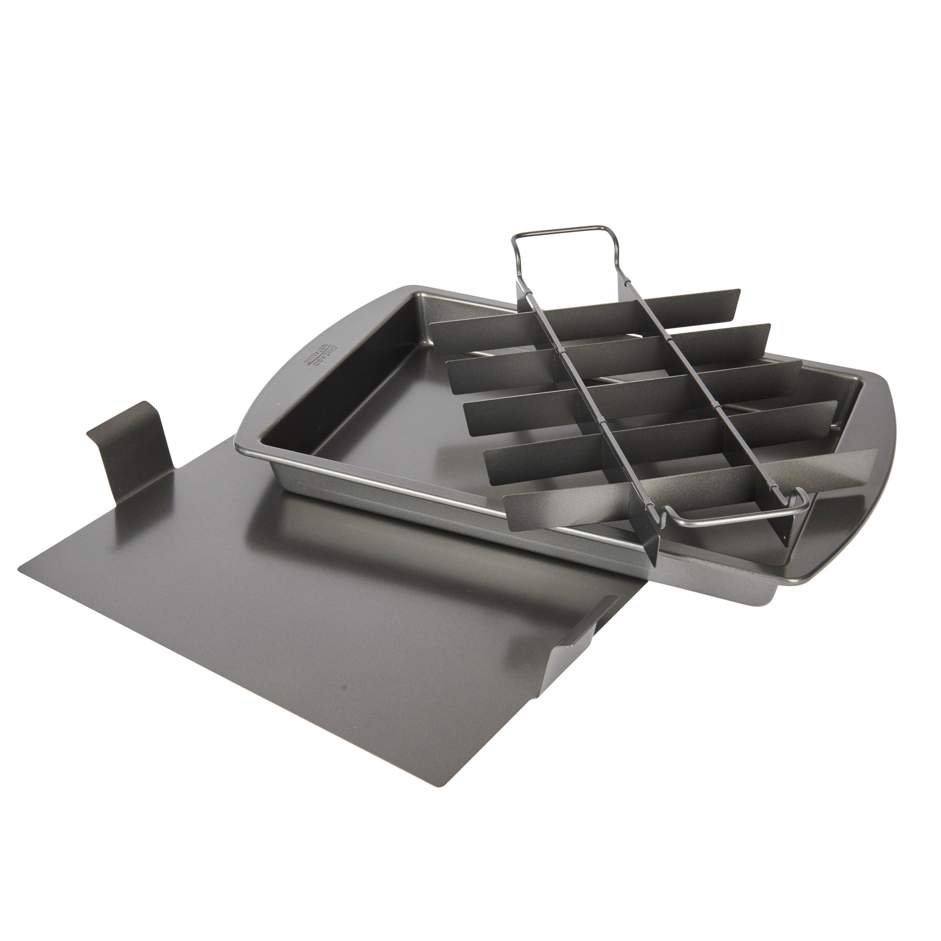 Grey - Chicago Metallic - Chicago Metallic Non-Stick Three Piece Brownie Pan - 1
