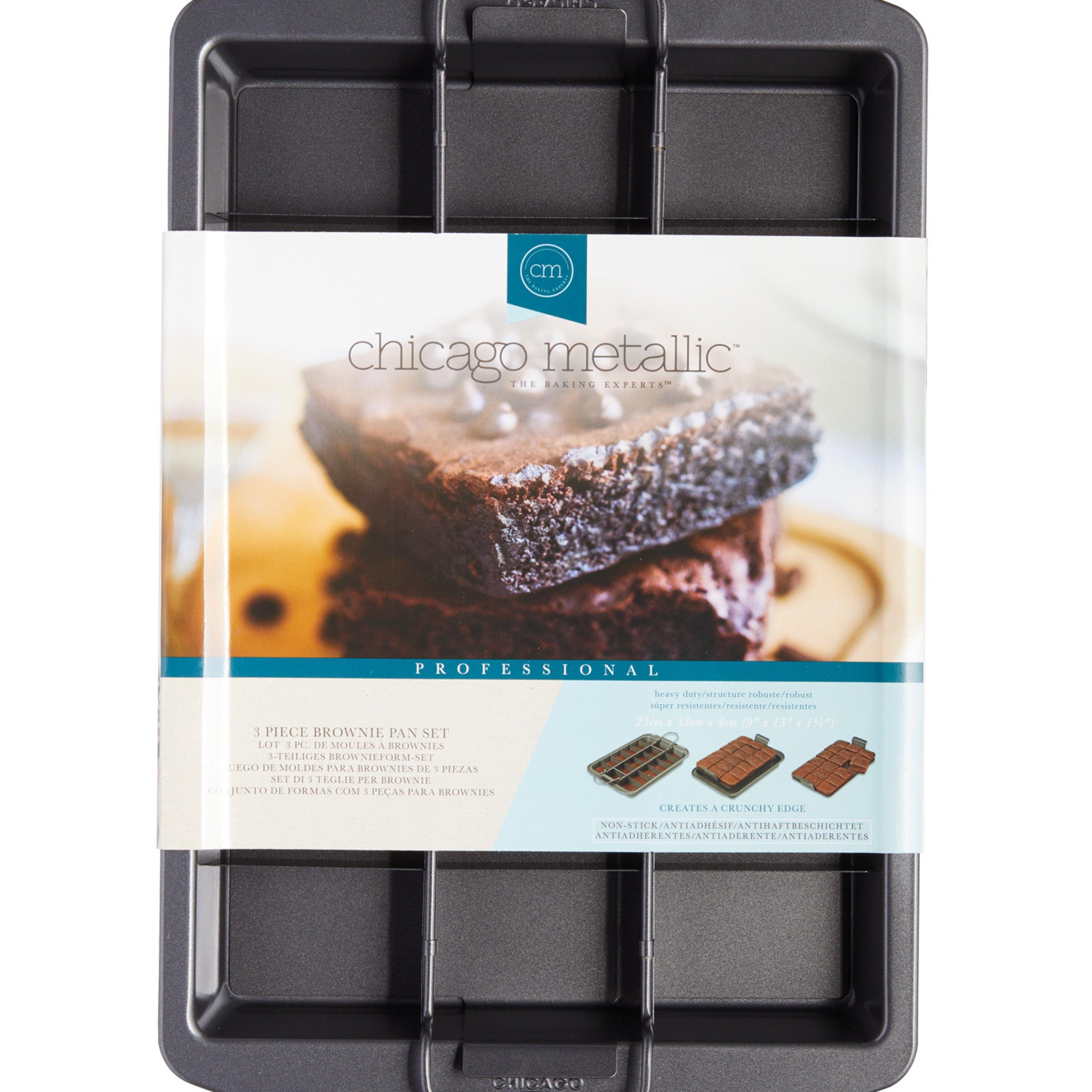 Grey - Chicago Metallic - Chicago Metallic Non-Stick Three Piece Brownie Pan - 4