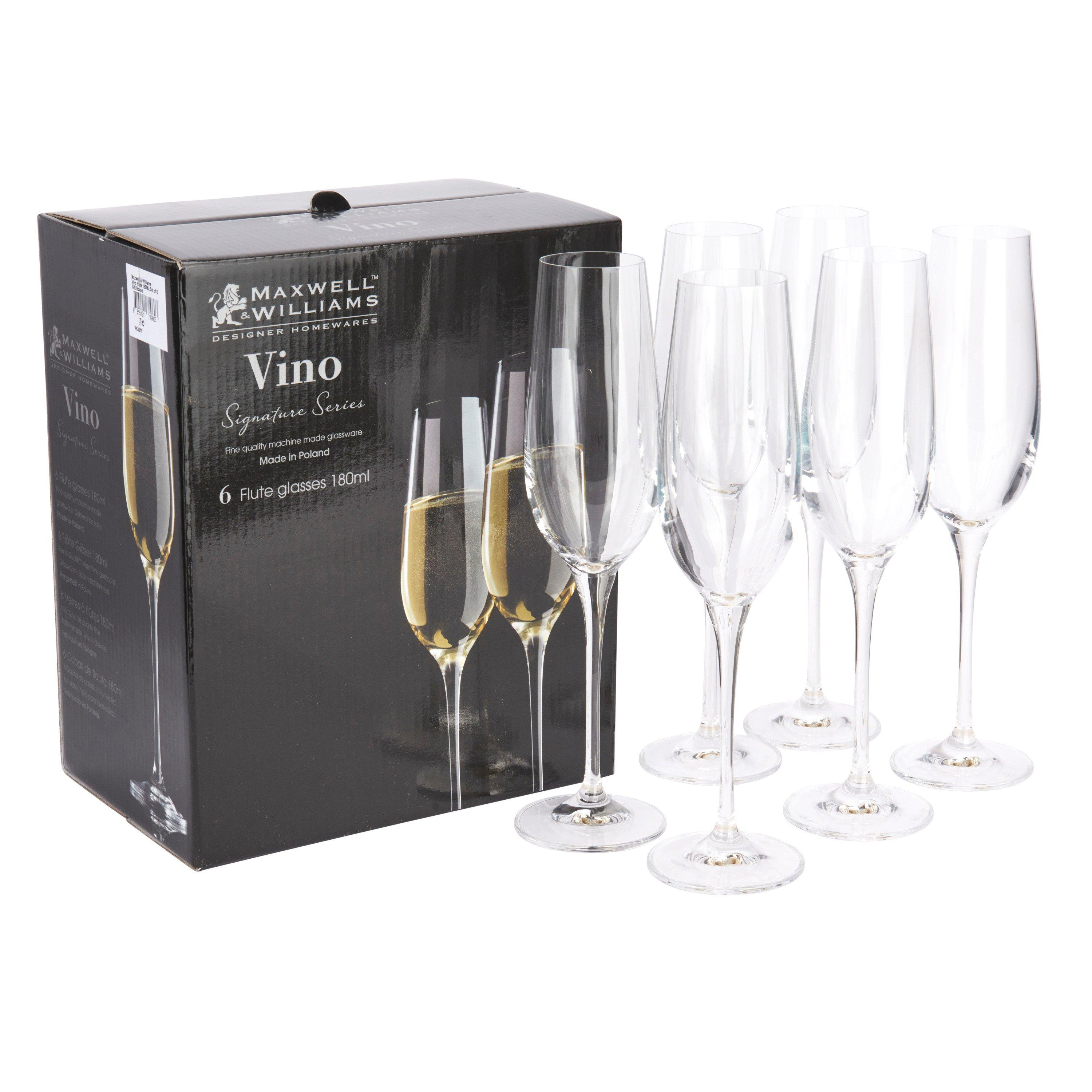 Transparent - Maxwell & Williams - Maxwell & Williams Vino Flute 180ml Set of 6 Gift - 6
