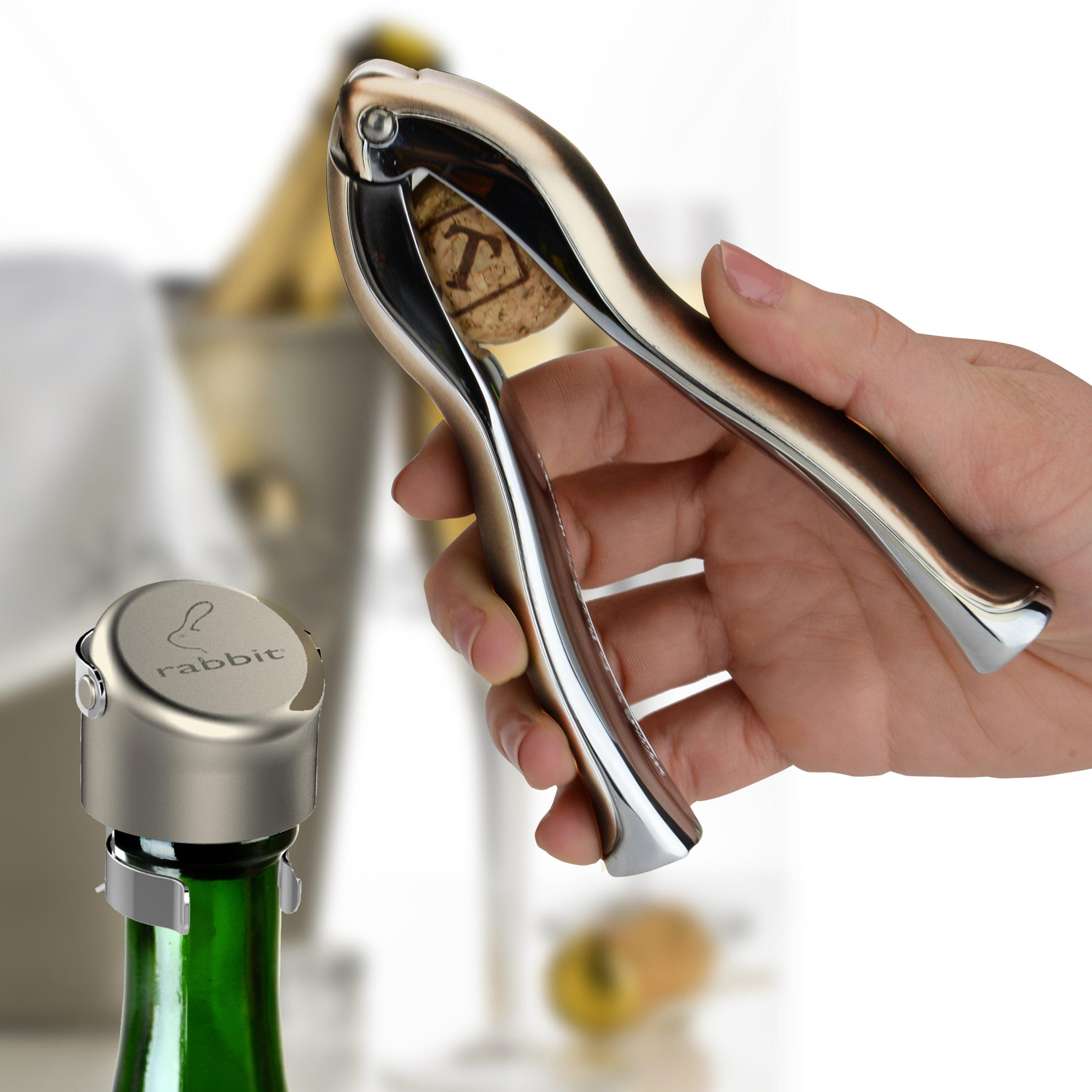 Metallic Gray - Rabbit - Champagne Sealer Set Gift Boxed - 3