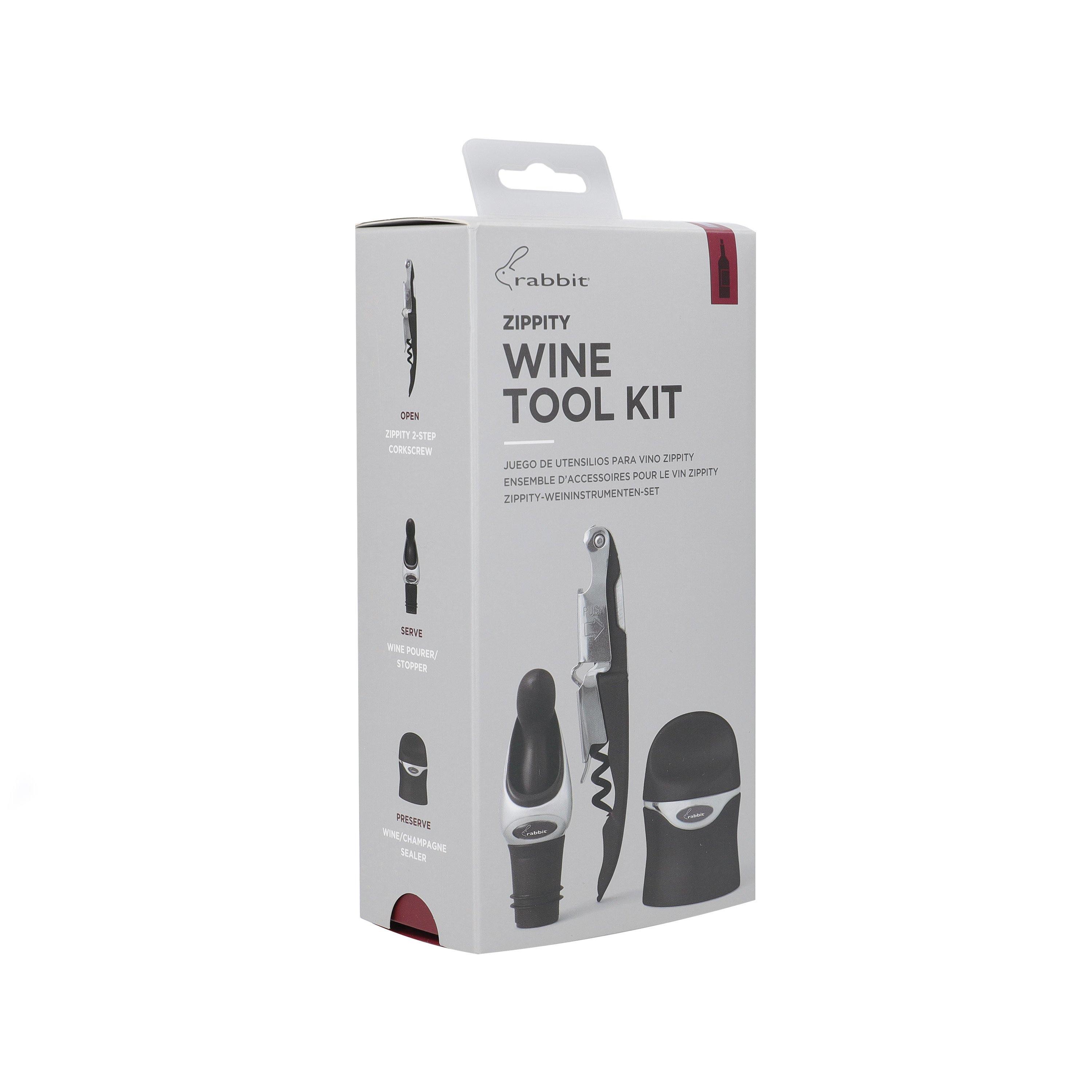 Silver - Rabbit - Zippity Wine Tool Kit Gift Boxed - 8