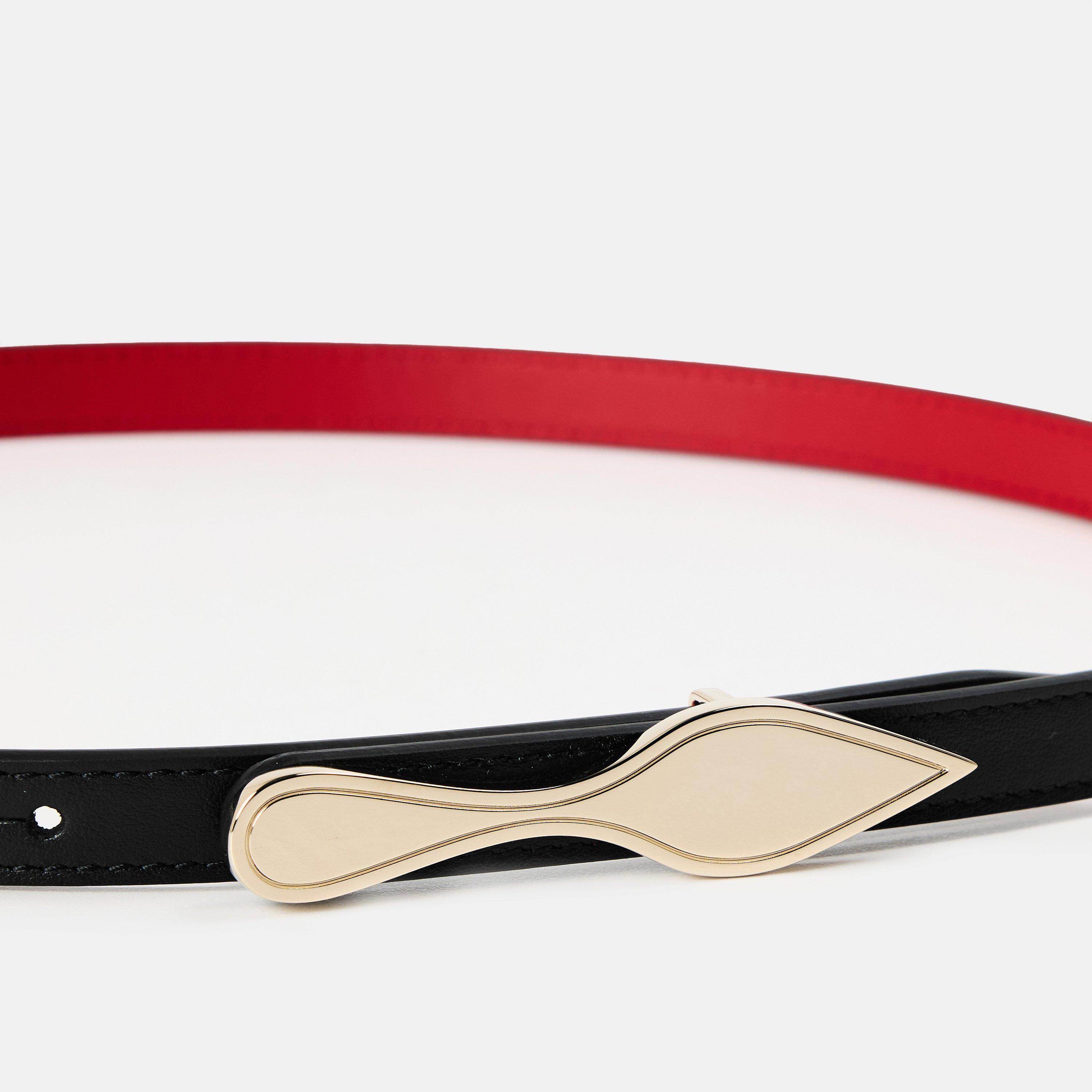 Black Loubi Gld - Christian Louboutin - Women's Chr Bettina Reversible Leather Belt - 4