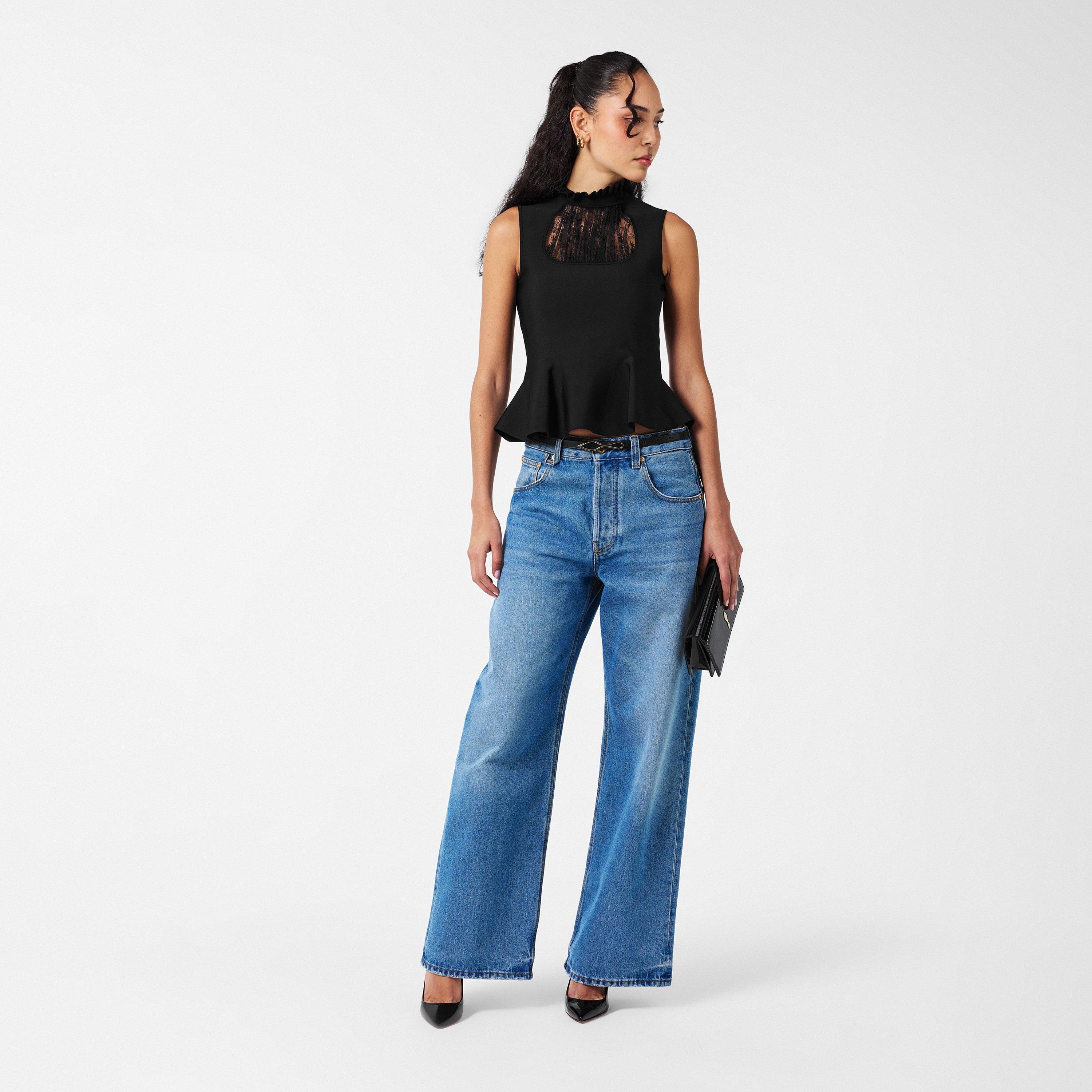 Black Loubi Gld - Christian Louboutin - Women's Chr Bettina Reversible Leather Belt - 5