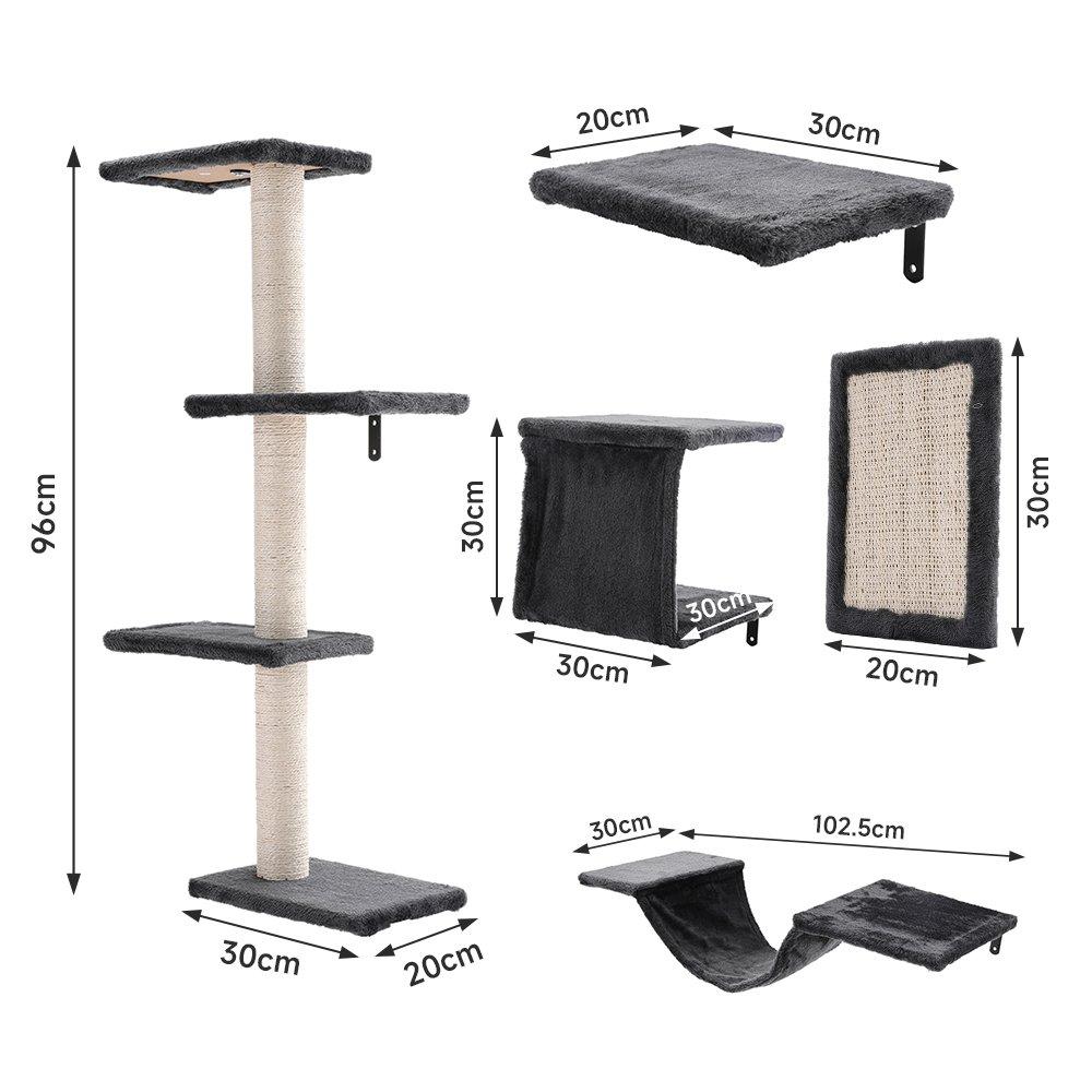 Grey - KIDKID PET - Cat Tree Set with Hammock and Jumping Platform - 3