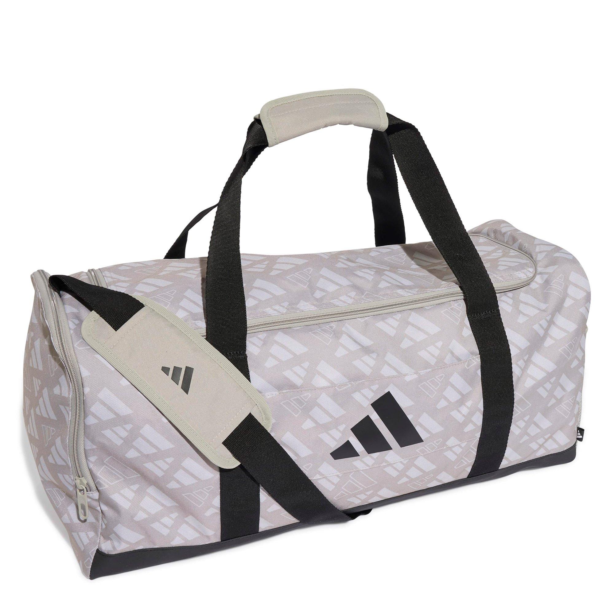 Metal Grey/Blk - adidas - Linear Monogram Graphic Medium Duffel Bag - 3