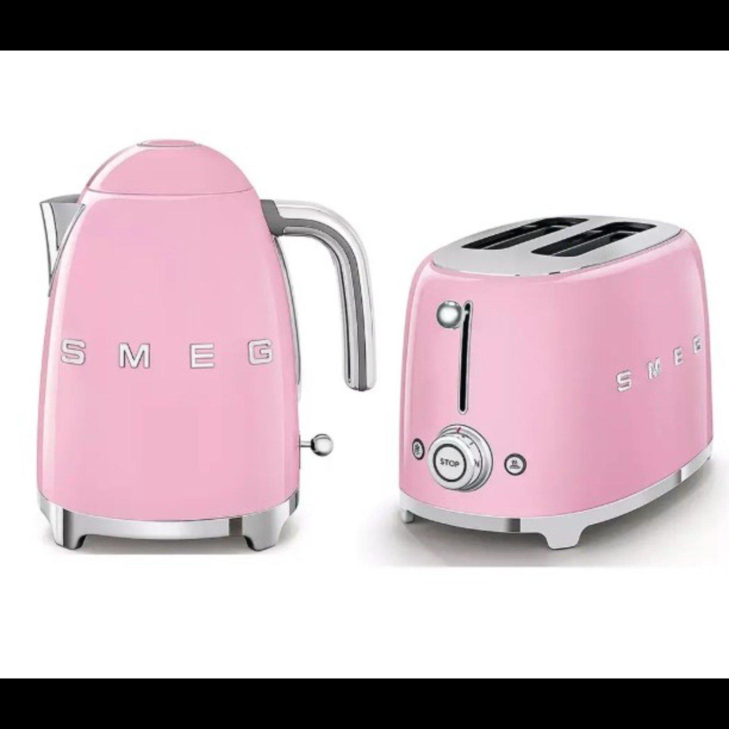 Pink - Smeg - Smeg 50s Retro 1.7L Kettle + 2-Slice Toaster Pink