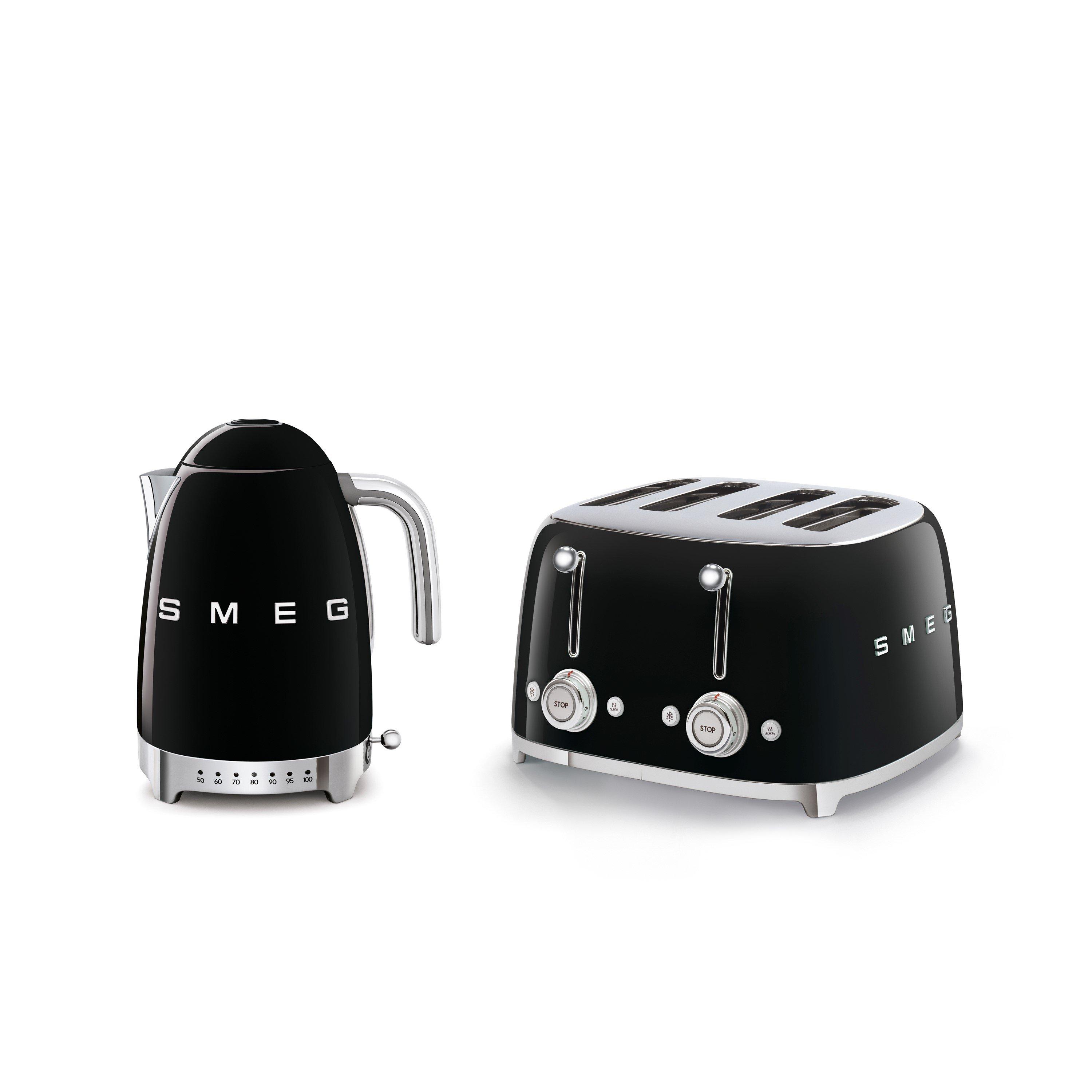 Black - Smeg - Smeg 50s Retro 1.7L Kettle + 4-Slice Toaster Black - 1