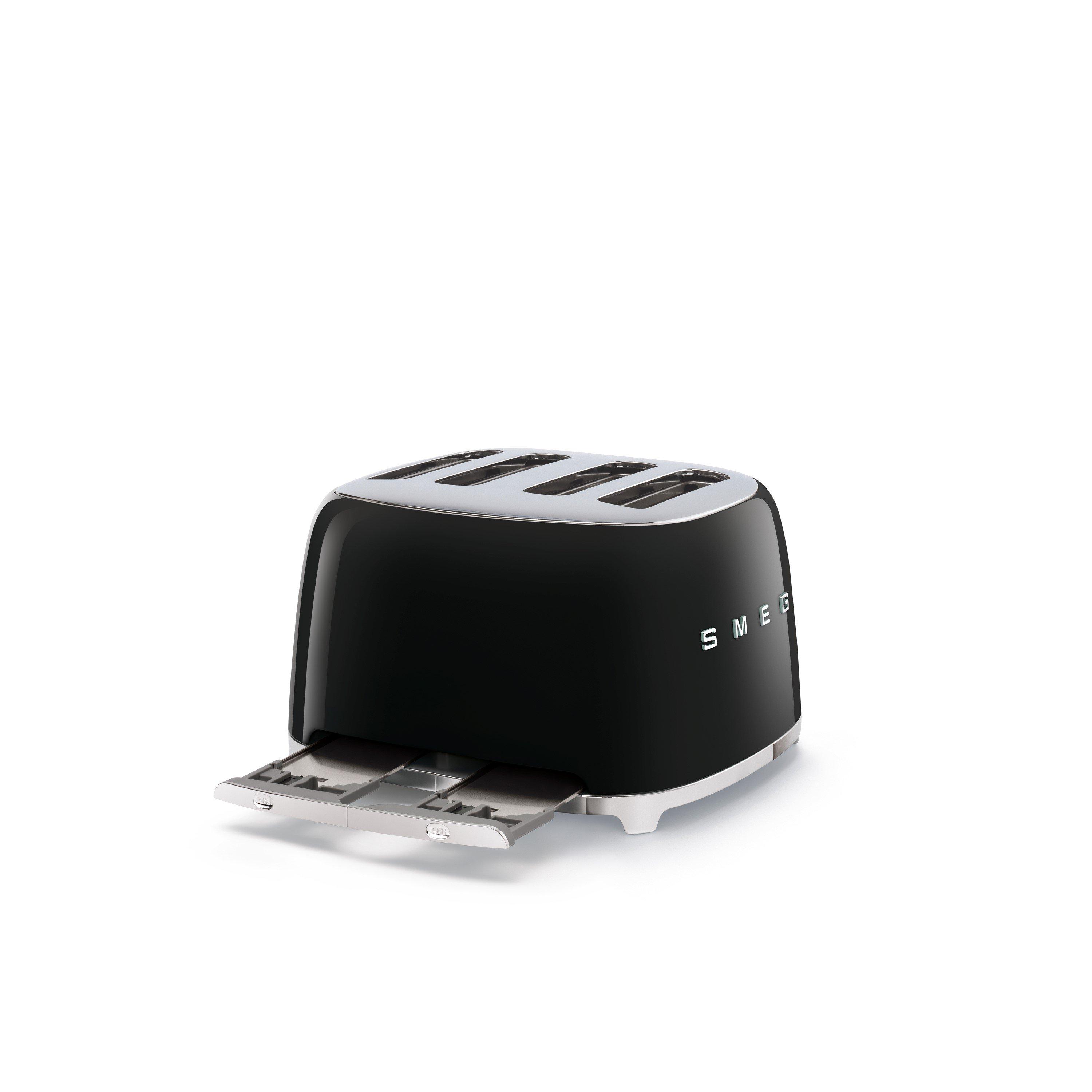 Black - Smeg - Smeg 50s Retro 1.7L Kettle + 4-Slice Toaster Black - 5