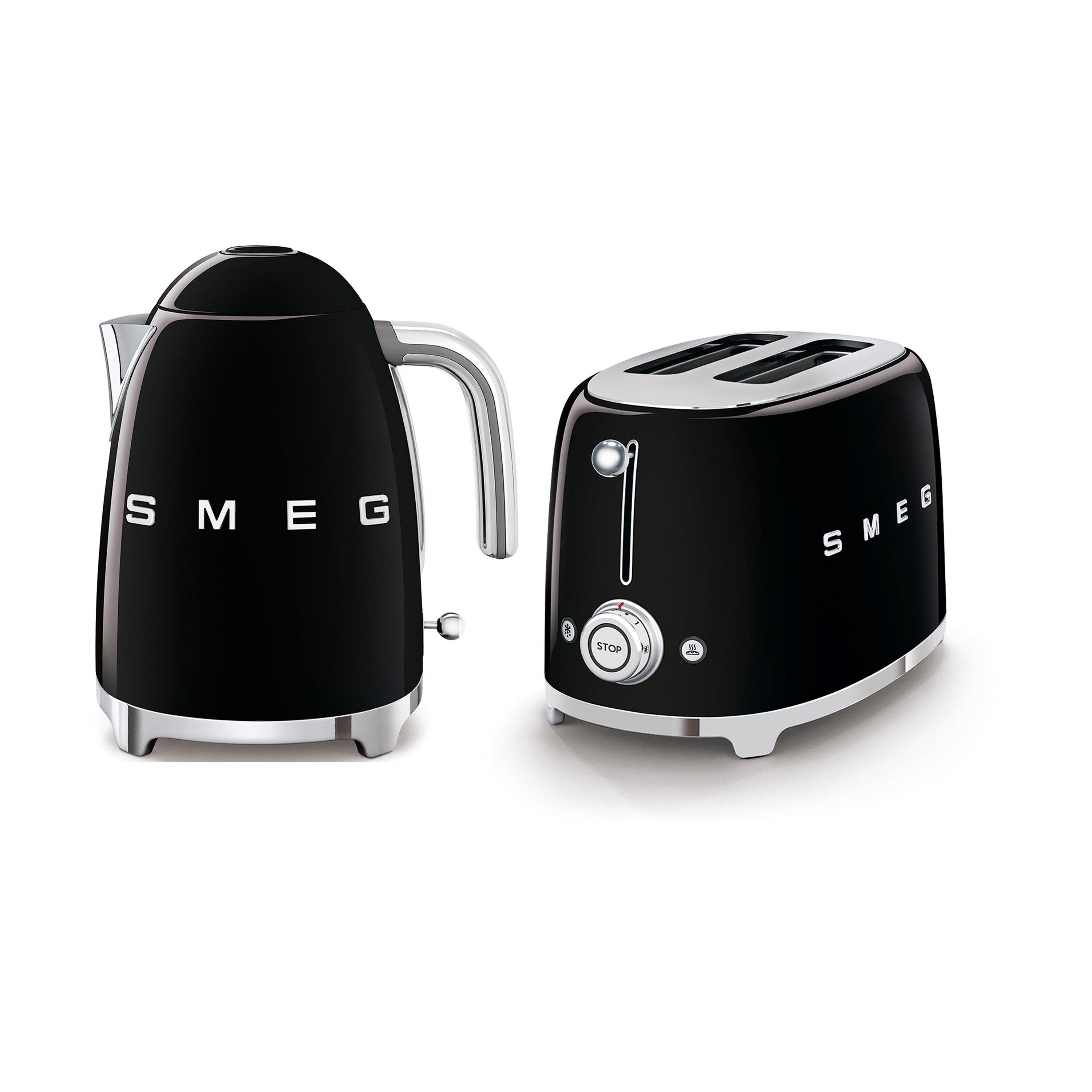 Black - Smeg - Smeg 50s Retro 1.7L Kettle + 2-Slice Toaster Black - 1