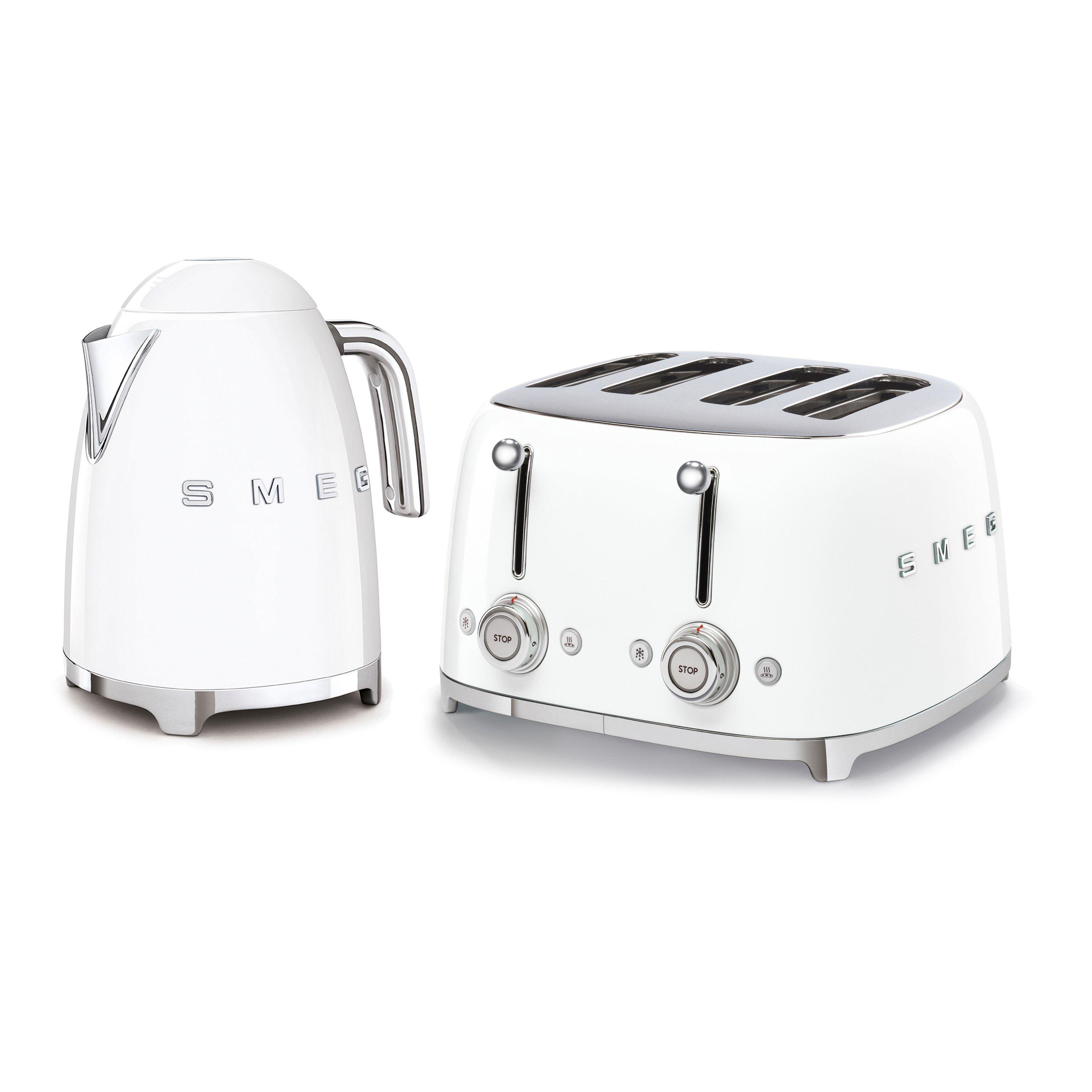 None - Smeg - Smeg 50s Retro 1.7L Kettle and 4-Slice Toaster Whi - 1