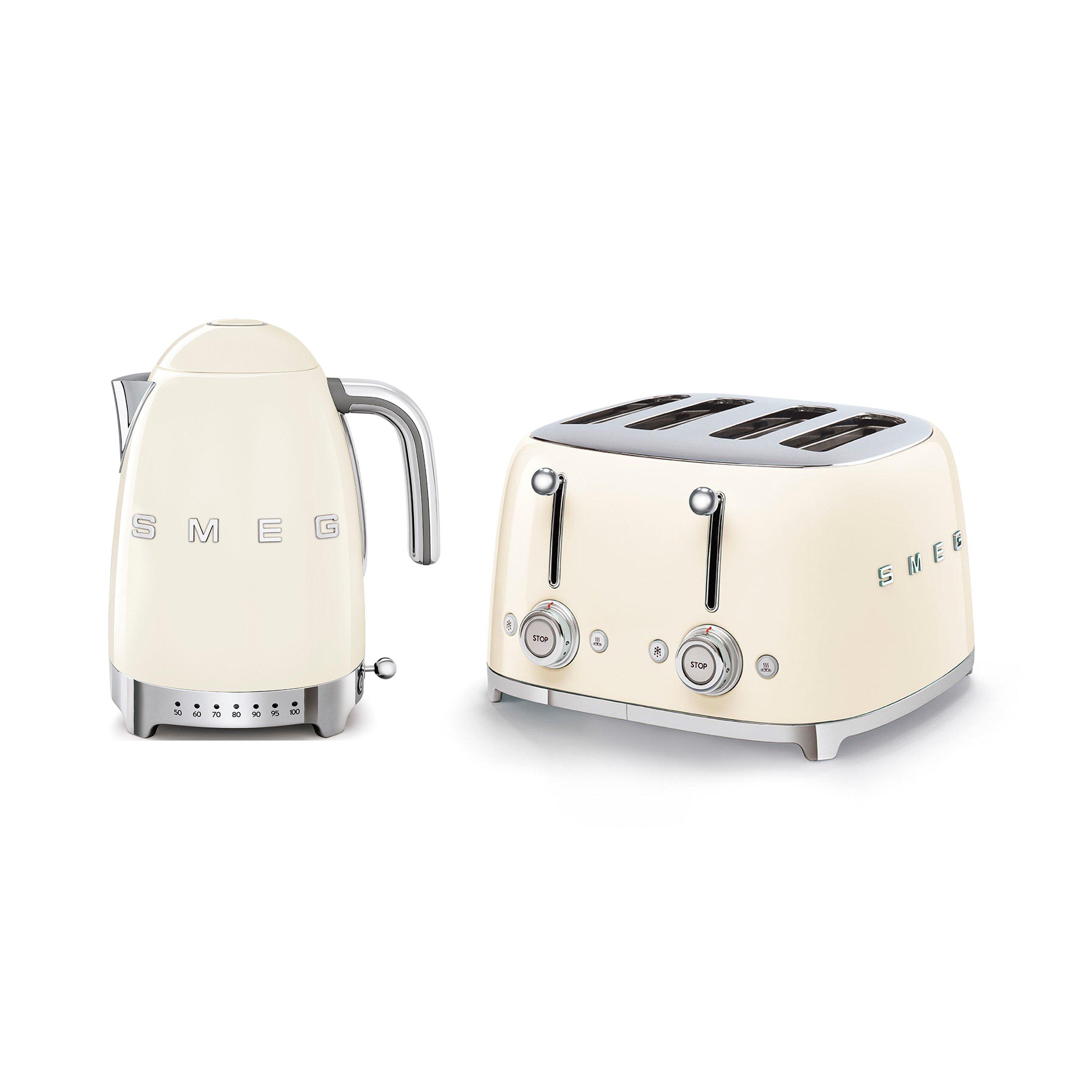 Cream - Smeg - Smeg 50s Retro 1.7L Kettle + 4-Slice Toaster Cream - 1