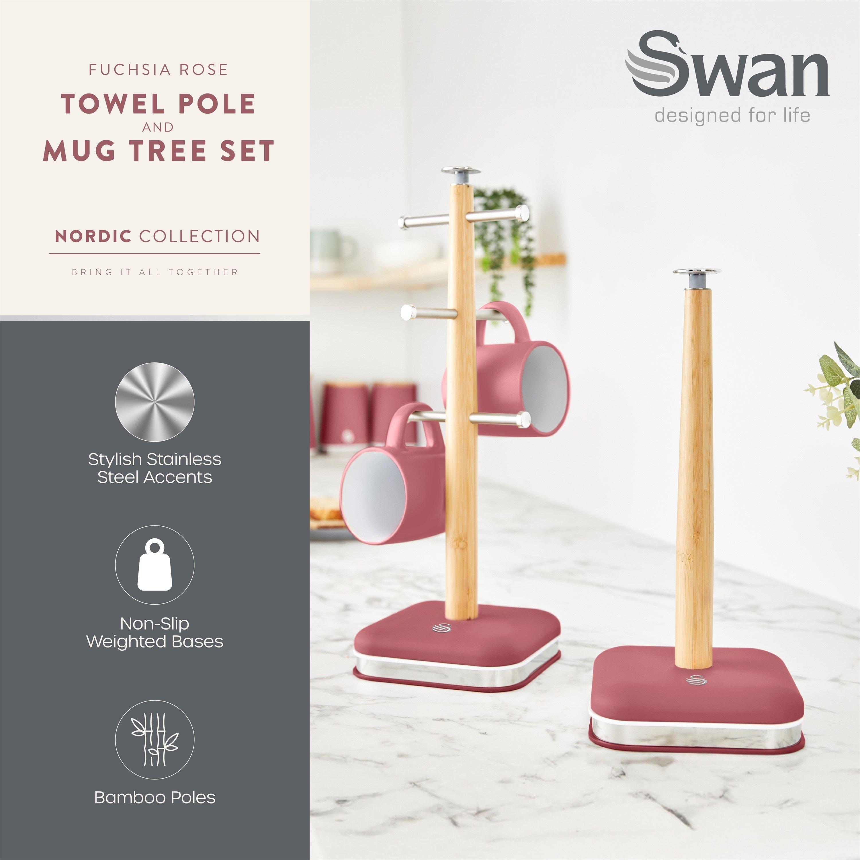 Fuchsia Rose - Swan - Towel Pole and Mug Tree Set - 2