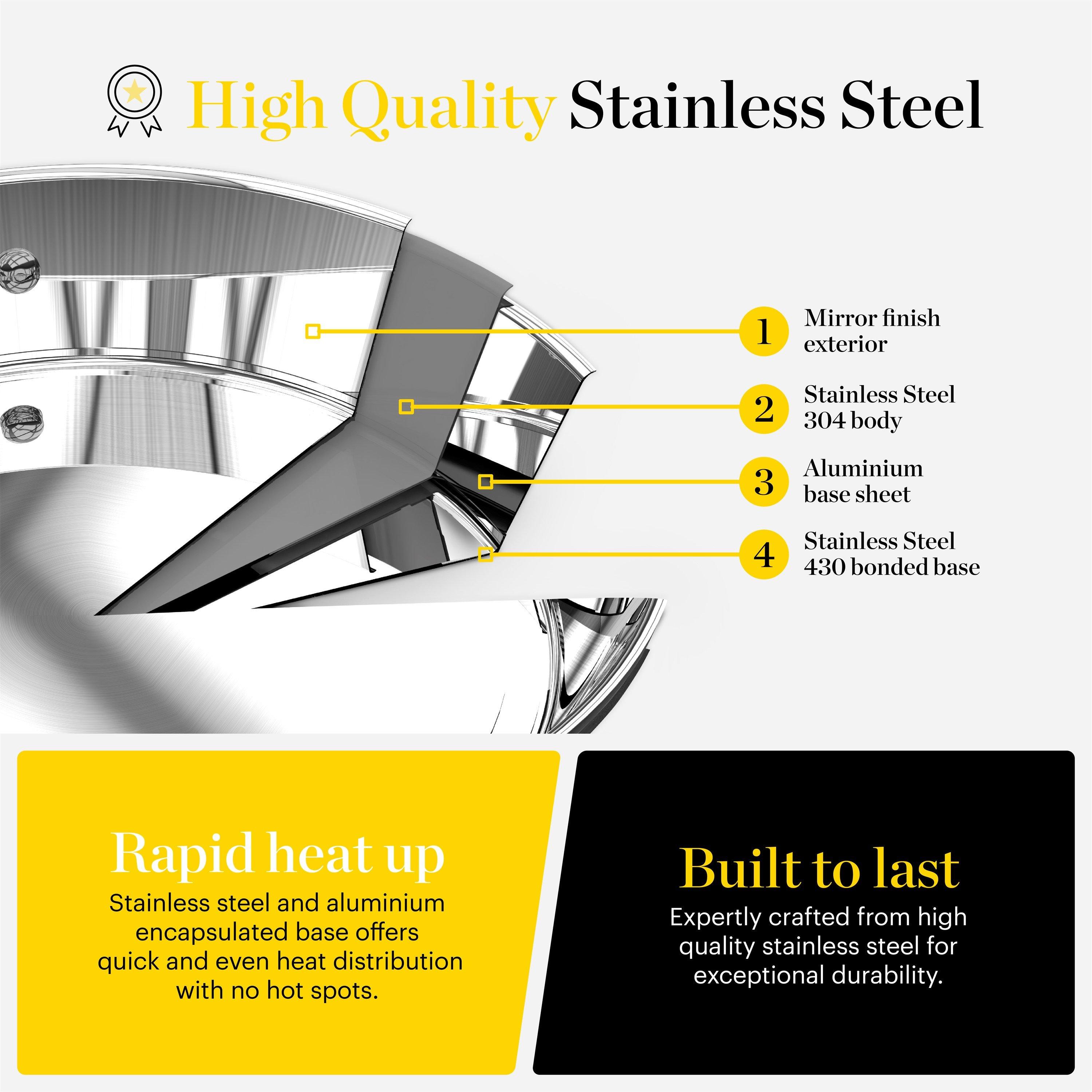 Stainless Steel - Good Food - Stainless Steel 24cm Casserole with Lid - 3