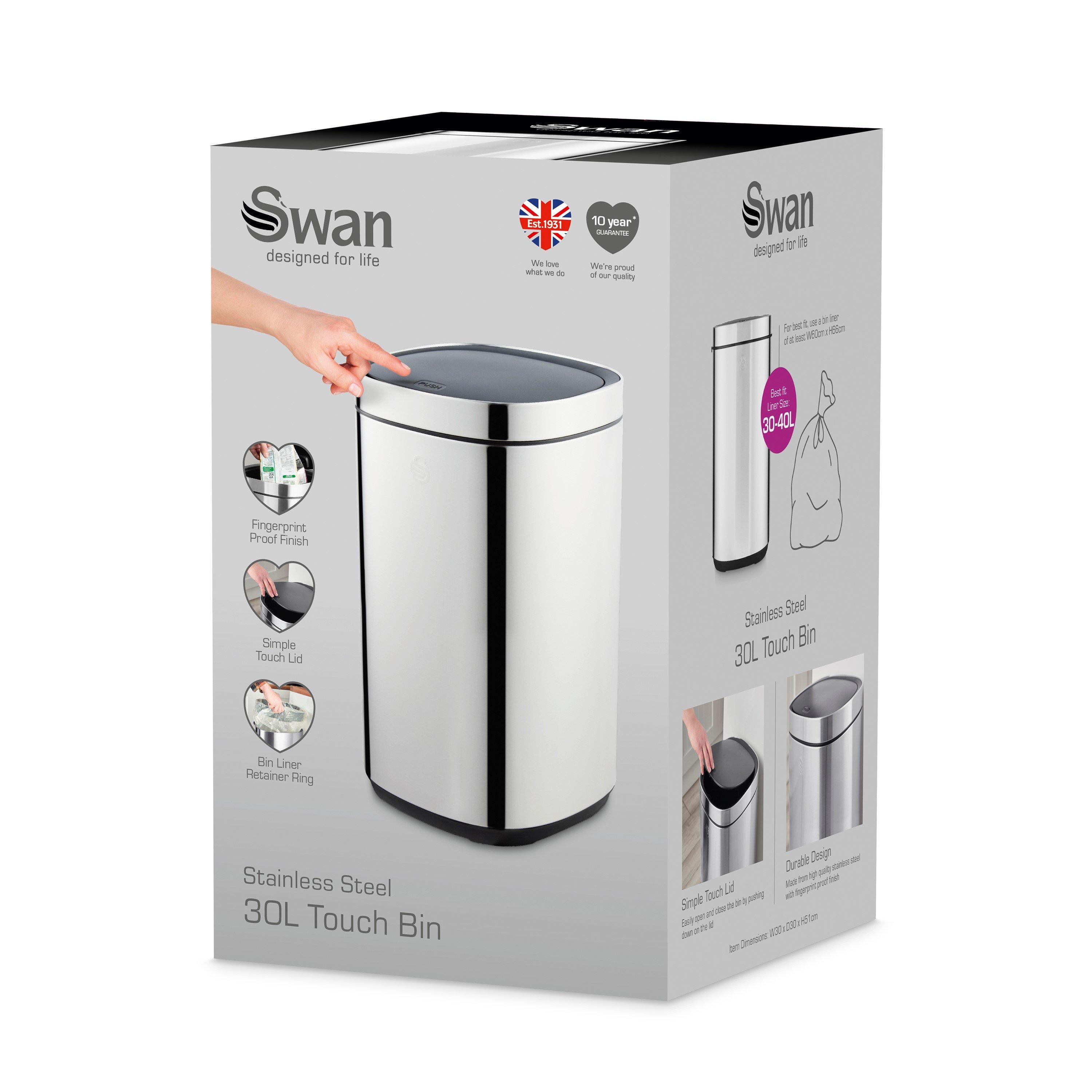Stainless Steel - Swan - 30L Touch Bin - 9