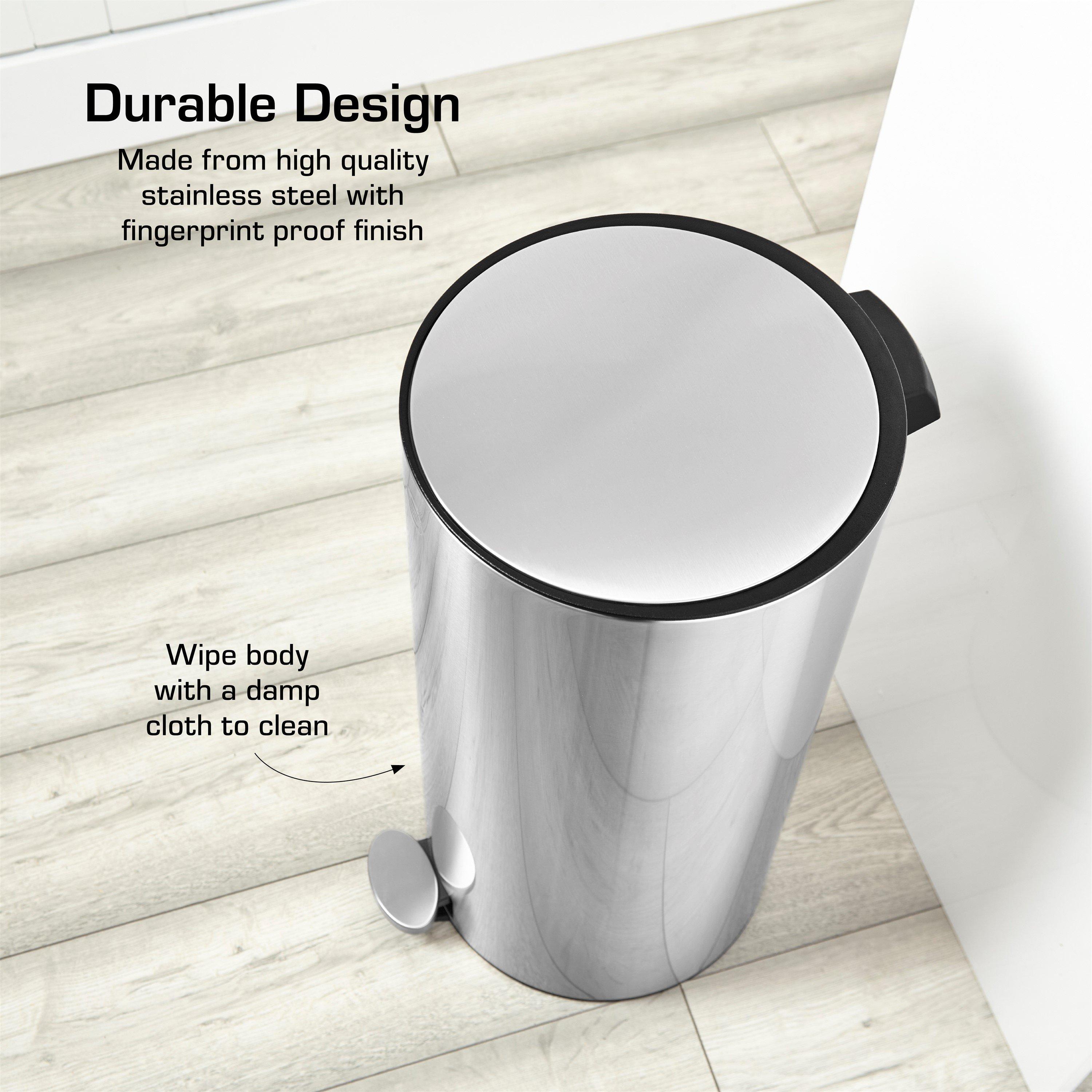 Stainless Steel - Swan - 30L Round Pedal Bin - 3