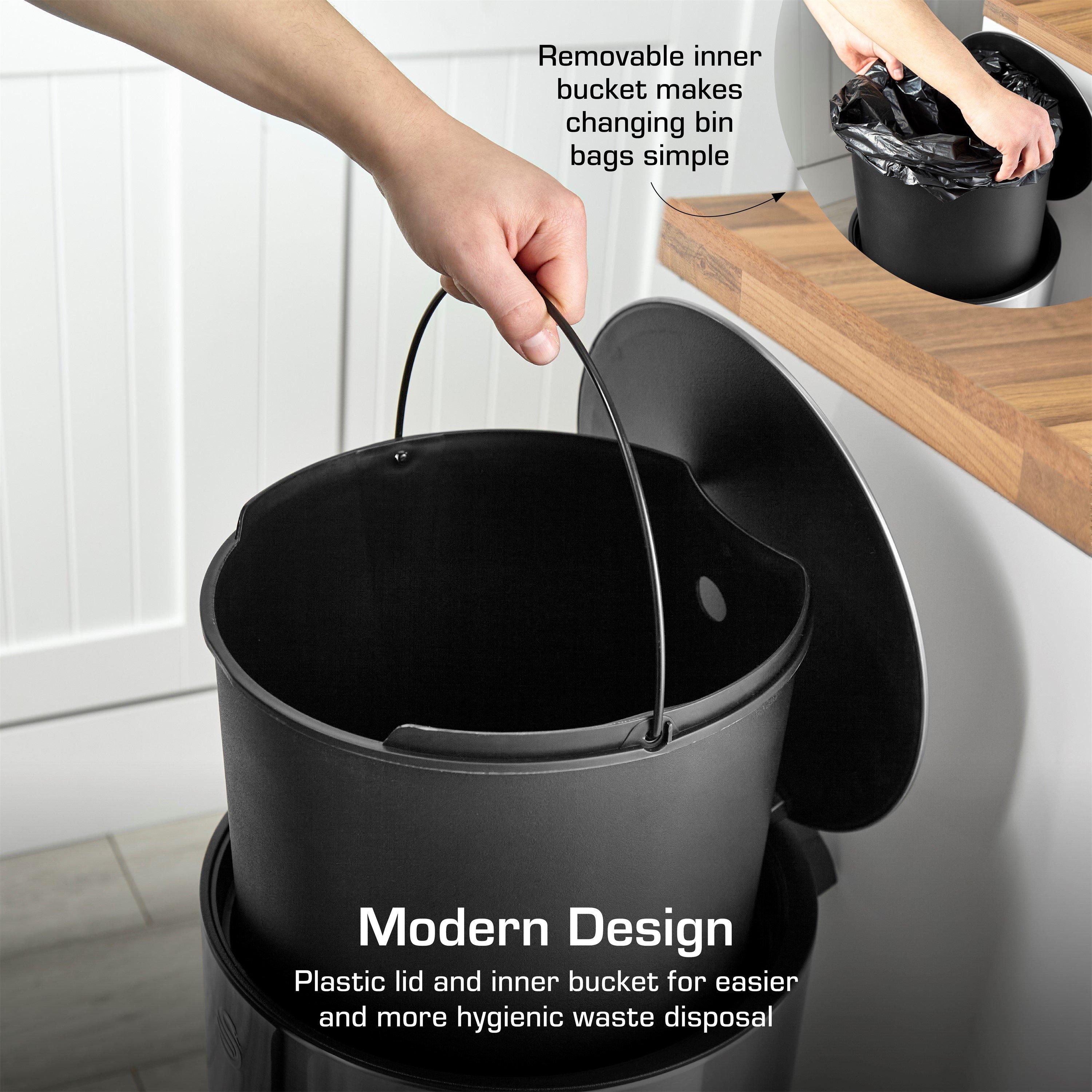 Stainless Steel - Swan - 30L Round Pedal Bin - 4