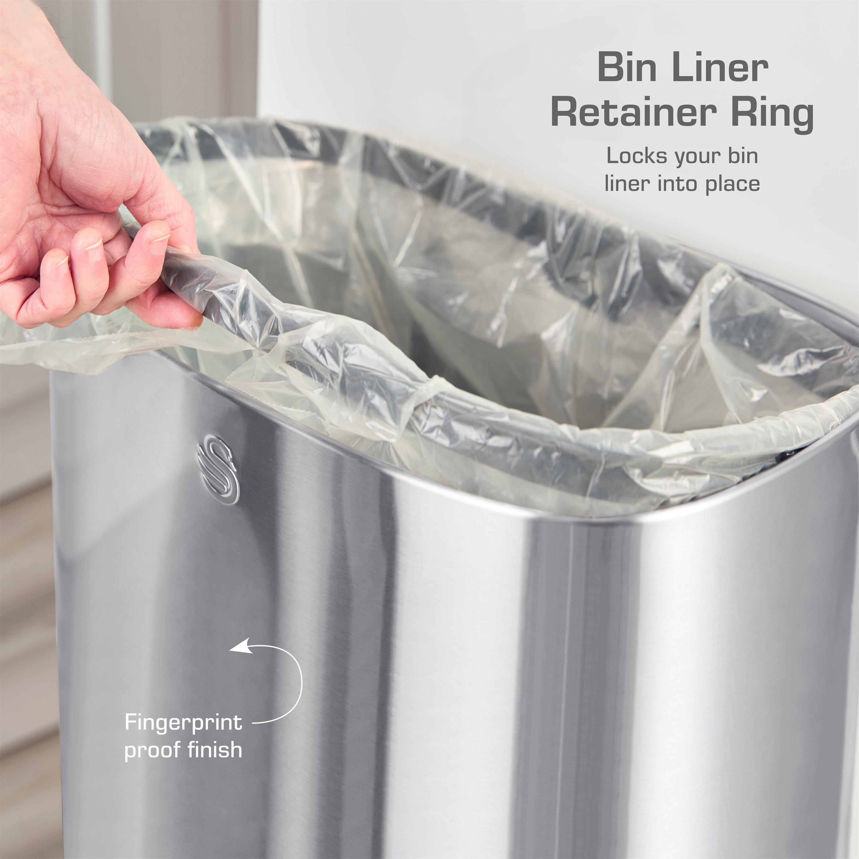 Stainless Steel - Swan - 80L Rechargeable Rectangular Sensor Bin - 5