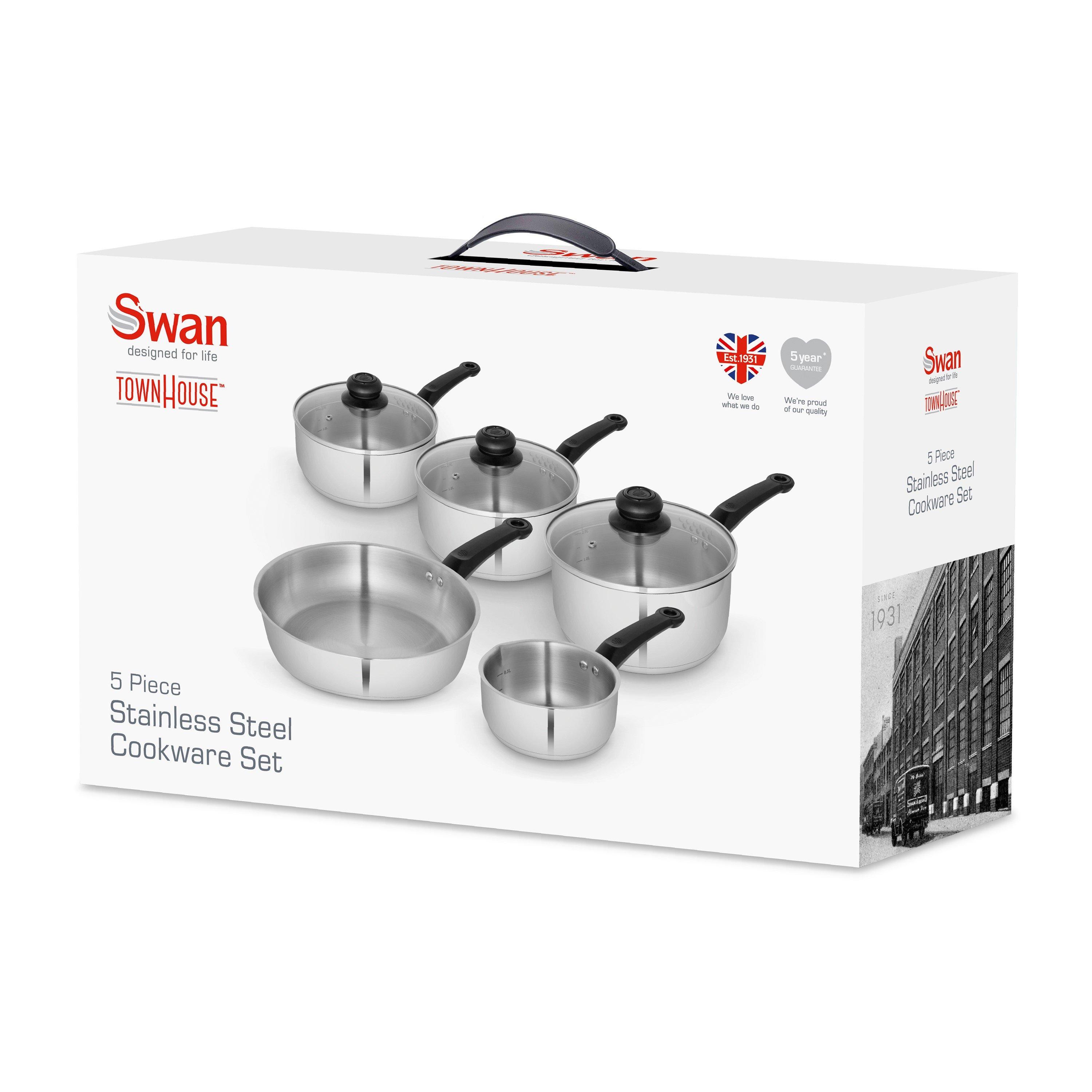 Stainless Steel - Swan - Townhouse 5 Piece Cookware Set S/Steel - 8