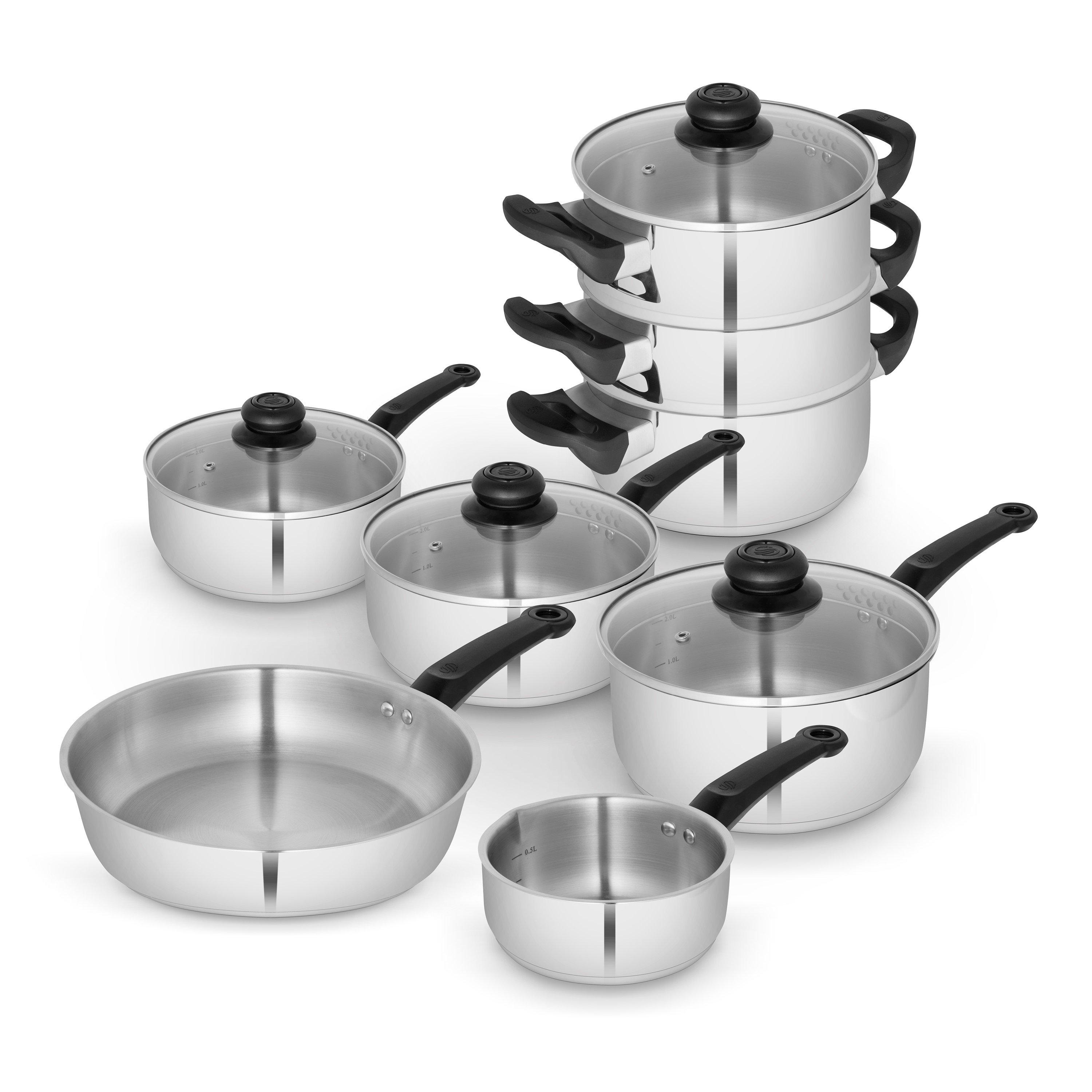 Stainless Steel - Swan - Townhouse 8 Piece Cookware Set S/Steel - 1